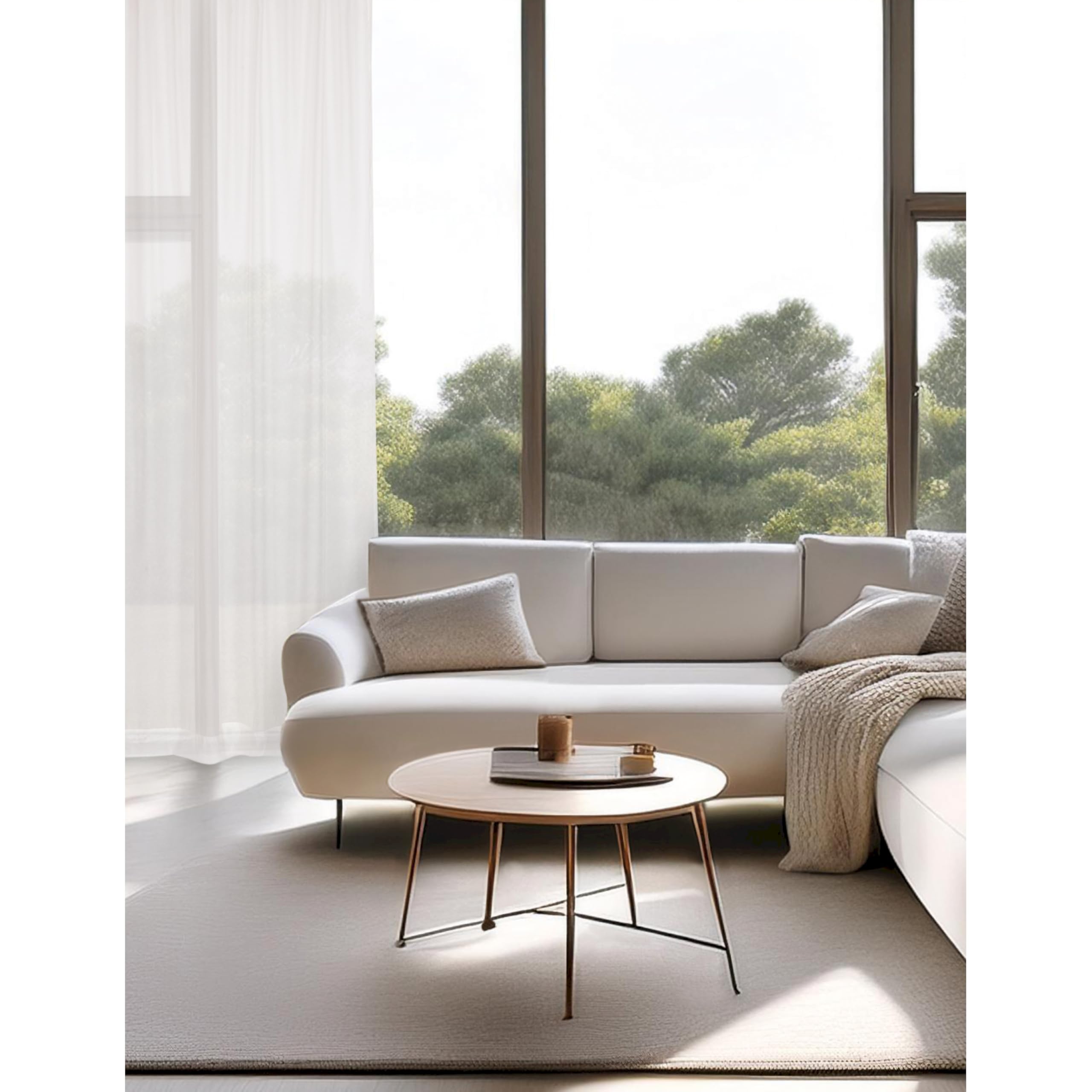 SCHÖNER WOHNEN Ösenvorhang Weiß/Creme halbtransparent - Gardinenschal 140x250 mit Ösen - Durchsichtige Gardine für Wohnzimmer & Schlafzimmer - Vorhang modern, lichtdurchlässig, Öko-Tex