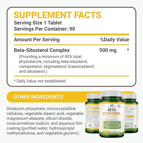 Miniatura 2 de Beta Sitosterol - Tabletas de 500 mg - Sin OMG - Apoya los niveles de colesterol de próstata y saludable - Complejo de fitoesteroles - Esteroles