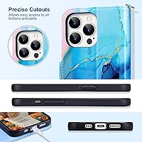 Vista 8 de ULAK Funda tipo cartera compatible con iPhone 15 Pro Max con soporte para tarjetas, diseño de piel sintética con función atril [bloqueo RFID]