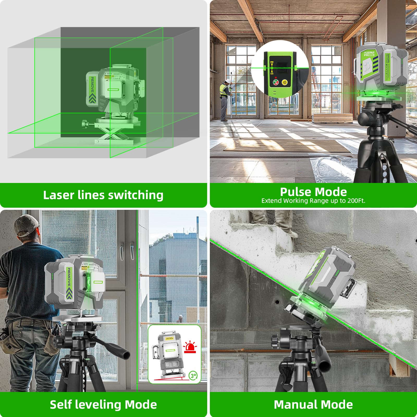 Livella Laser Verde 3x360° POPOMAN, 3D Professionale Linea Laser Croce - Foto 6