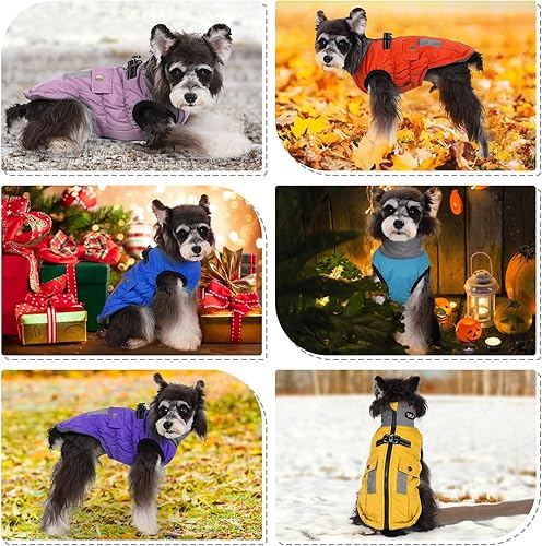 Miniatura 4 de Norbi Abrigo de invierno para perro, abrigo cálido para perro, abrigo reflectante ajustable para perro, impermeable, cuello alto con forro cálido,