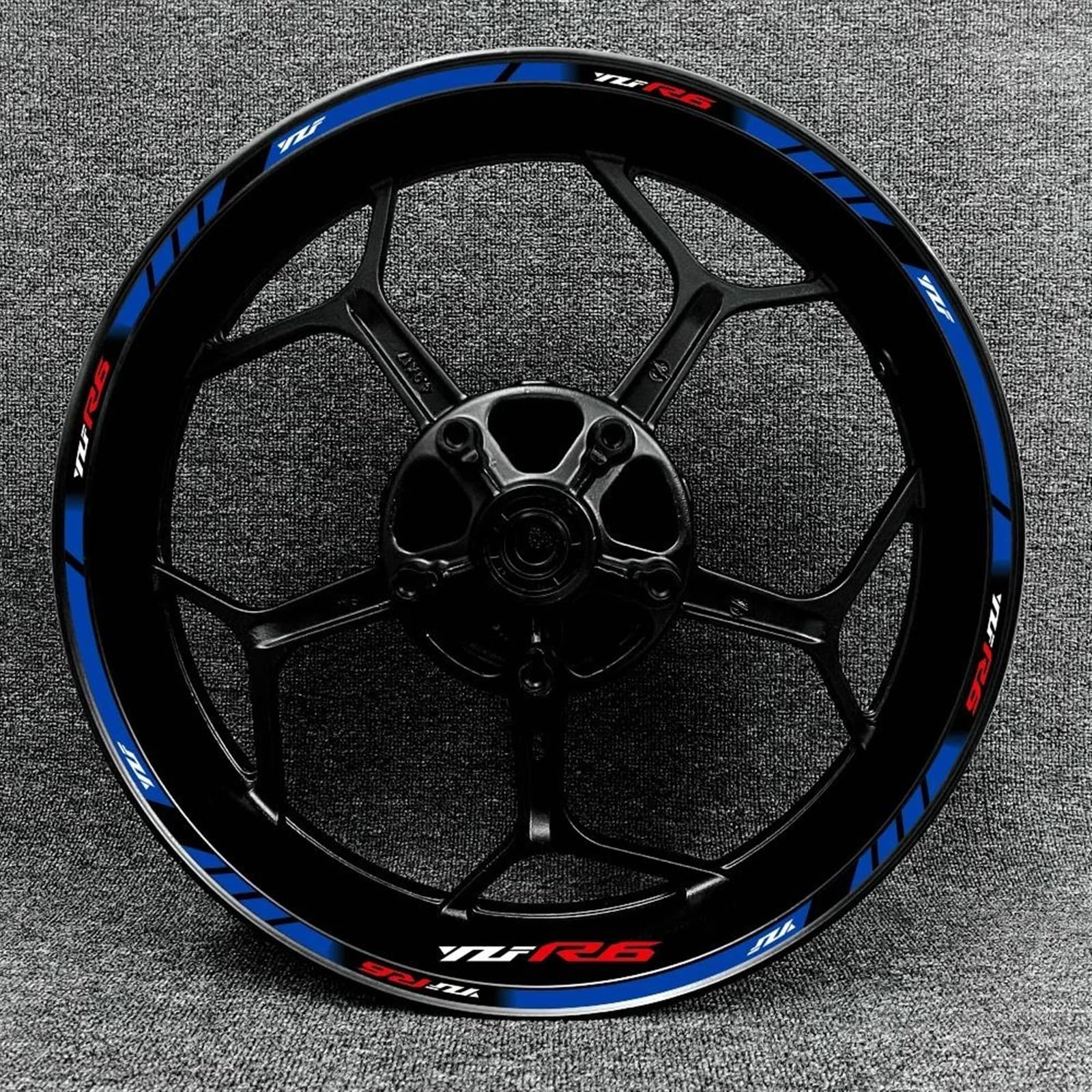 Motorcycle Reflective Wheel Rim Stripe Sticker Front Rear Full Set Decal for Yamaha YZF-R6 Decorative(Color14)