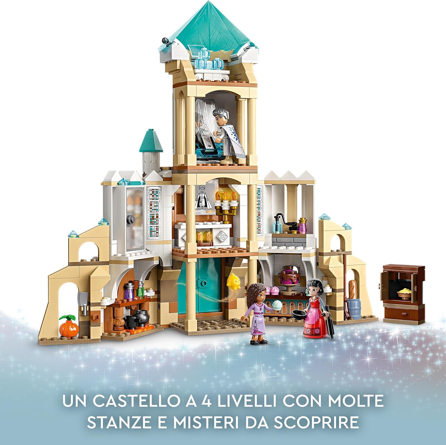 LEGO 43224 Disney Princess König Magnificos Schloss, 4 Etagen, 4 Charaktere,