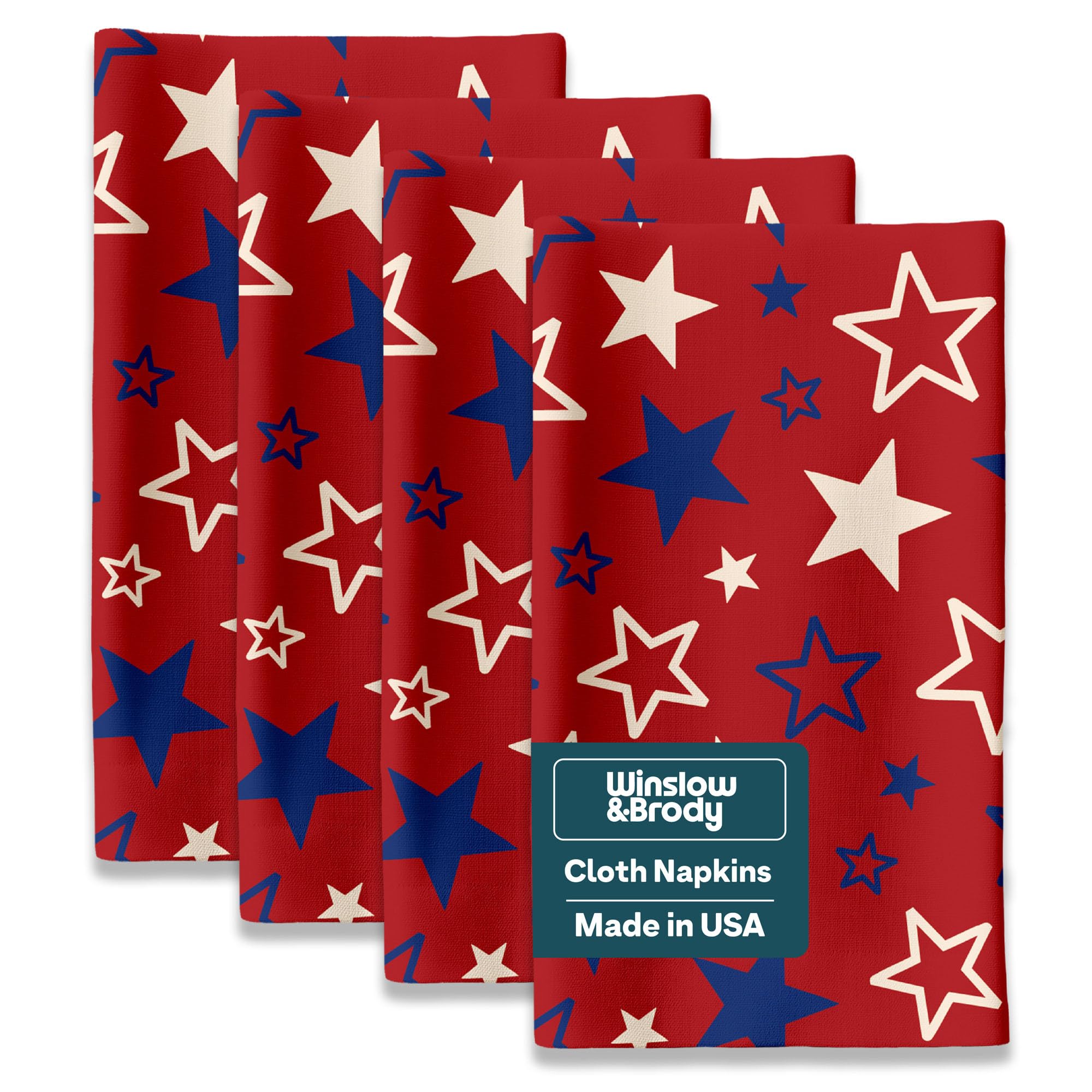 American Flag Cloth Napkins | Patriotic Party Supplies | Memorial Day, Independence Day Table Decorations | Absorbent, Washable, Reusable, Stain &