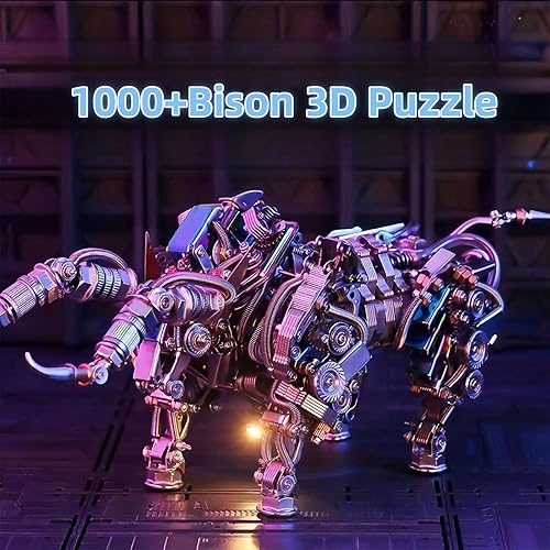 Miniatura 2 de ZUNPINSPACE Rompecabezas de metal 3D para adultos, kits de modelo de metal bisonte, rompecabezas de metal 3D, toros mecánicos, bloques de