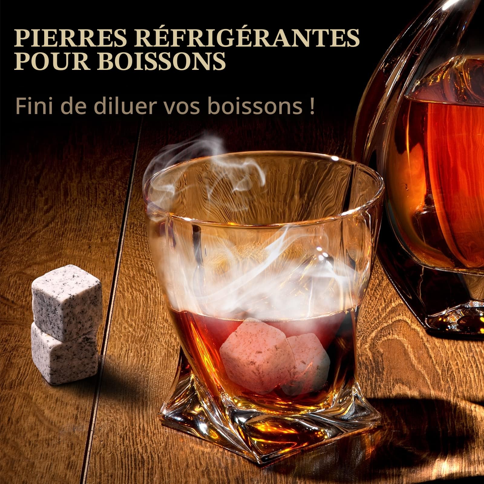 Kit Fumoir à Cocktail pour Whisky avec Torche Sans Gaz et 4 Pierres | Cadeau original pour homme avec 6 copeaux naturels pour whisky, bourbon et cocktails fumés