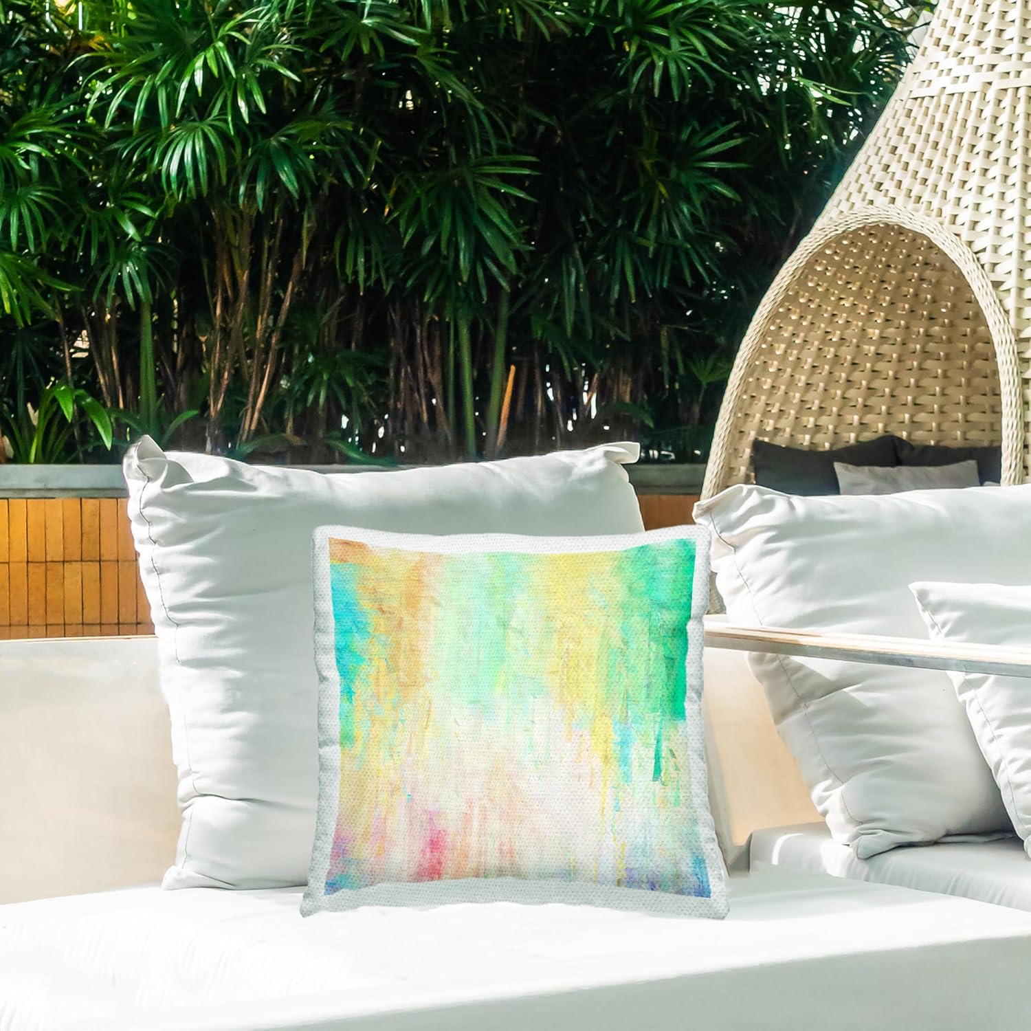 Stupell Industries Modern Rainbow Abstract Composition Outdoor Pillow Design by Denise Dundon