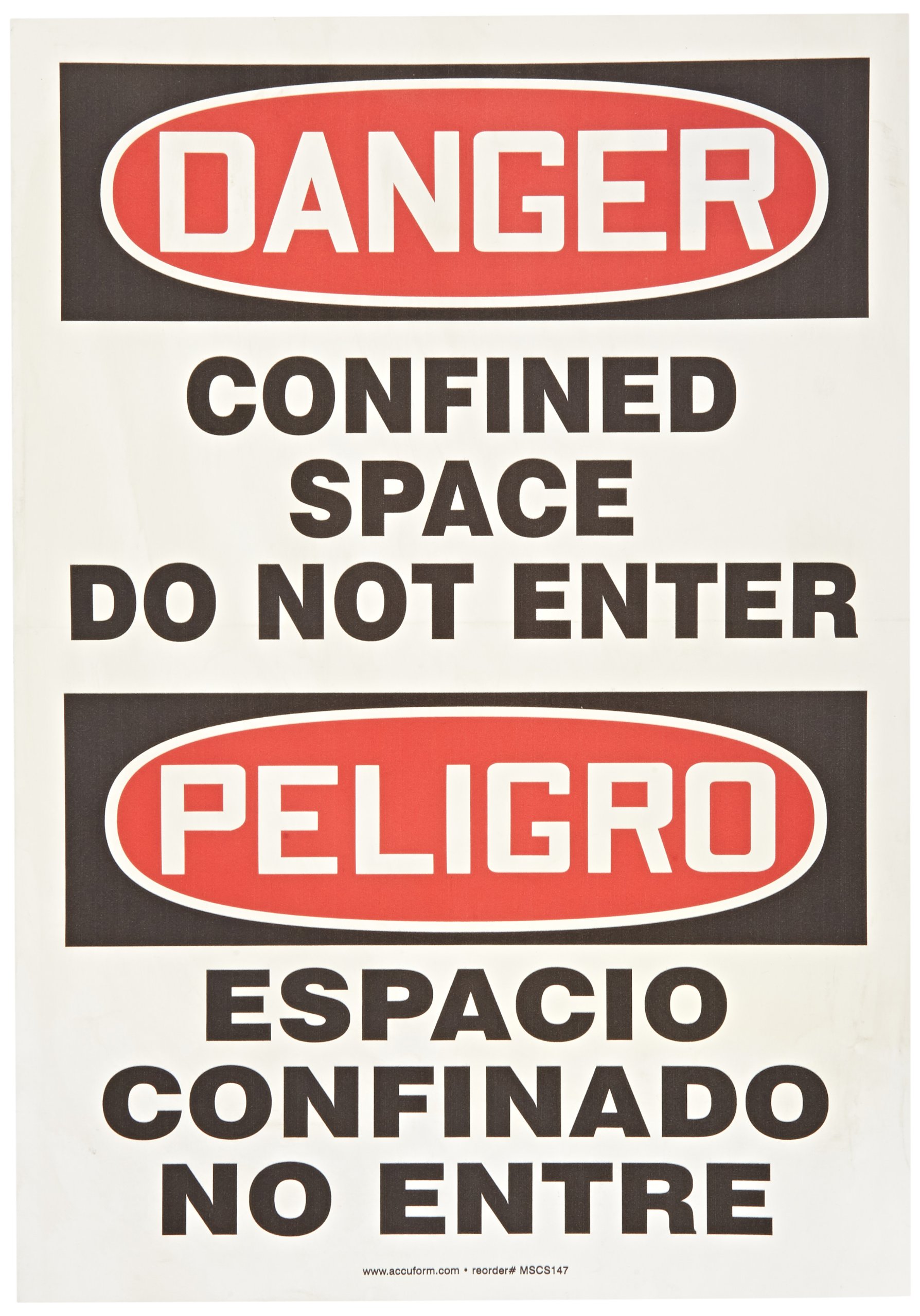 Panneau Danger Confined Space bilingue pour sécuriser les accès restreints - 2