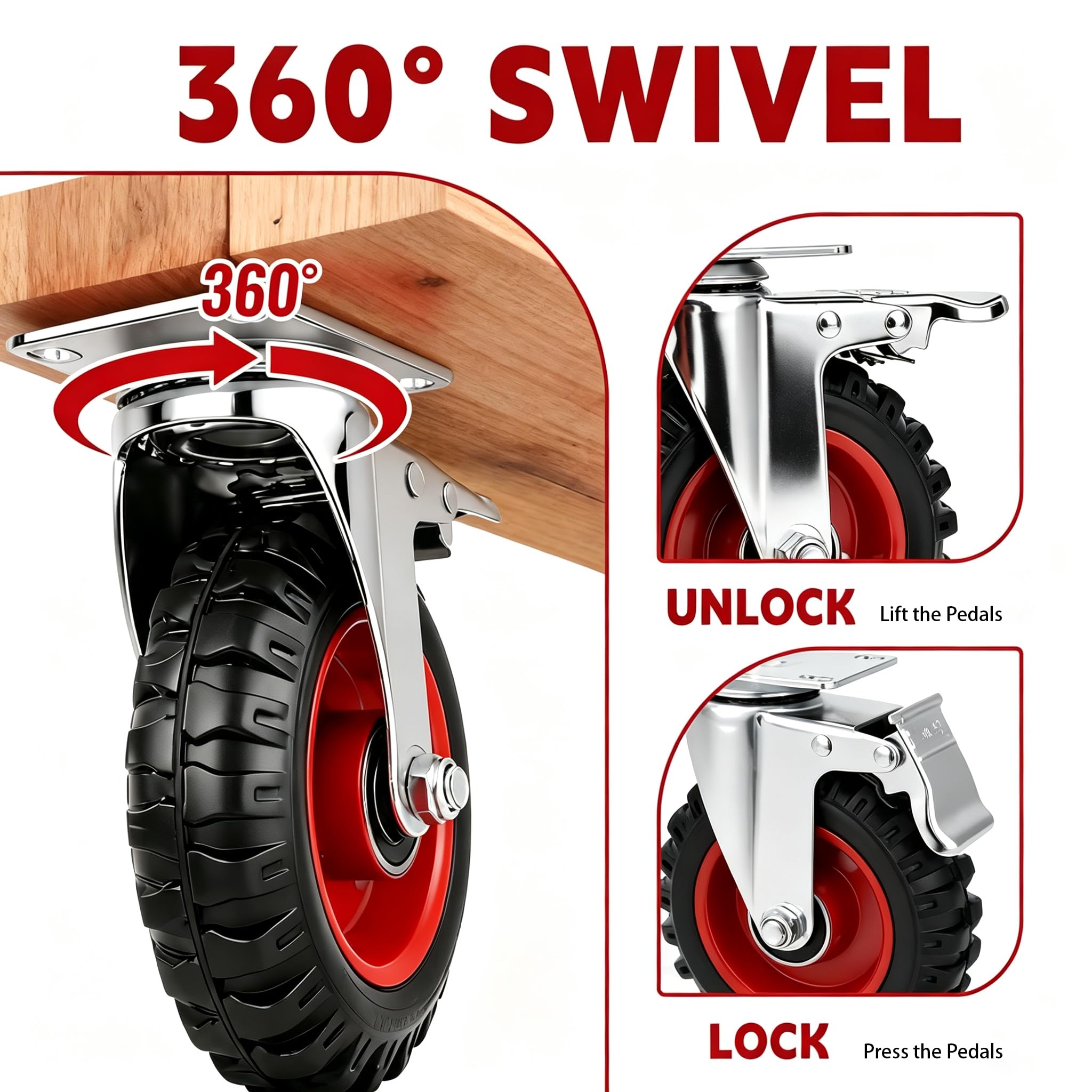 Heavy Duty Caster Wheels - 2400lb Capacity -3