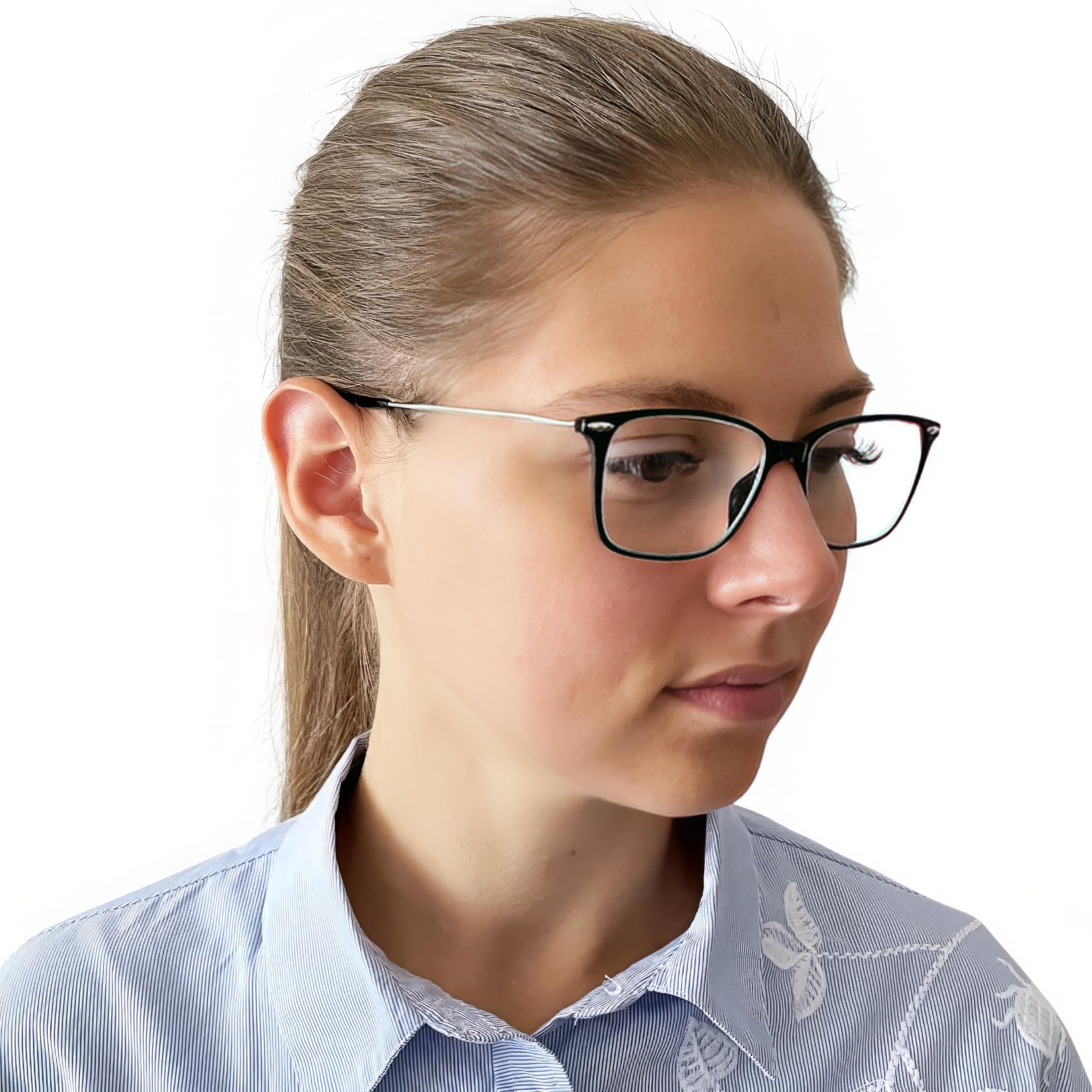 Lekkie okulary do czytania z filtrem niebieskiego światła, prostokątne etui na okulary, ramka z tworzywa sztucznego z metalowymi zausznikami, okulary antyniebieskie, dla mężczyzn i kobiet