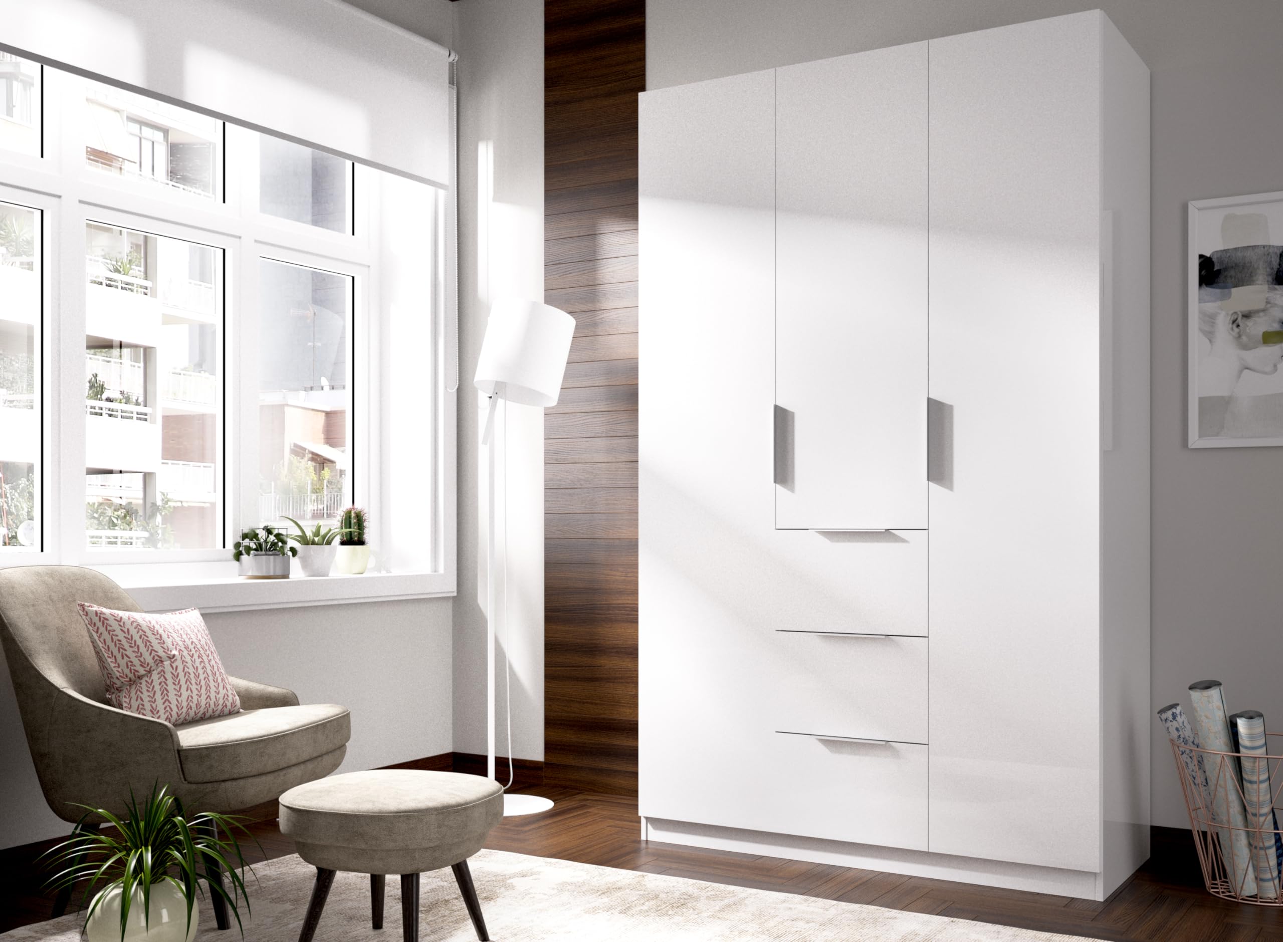 DEKIT GRUPO RIMOBEL Armario ropero 3 Puertas + 3 cajones, 135x204x52 cm