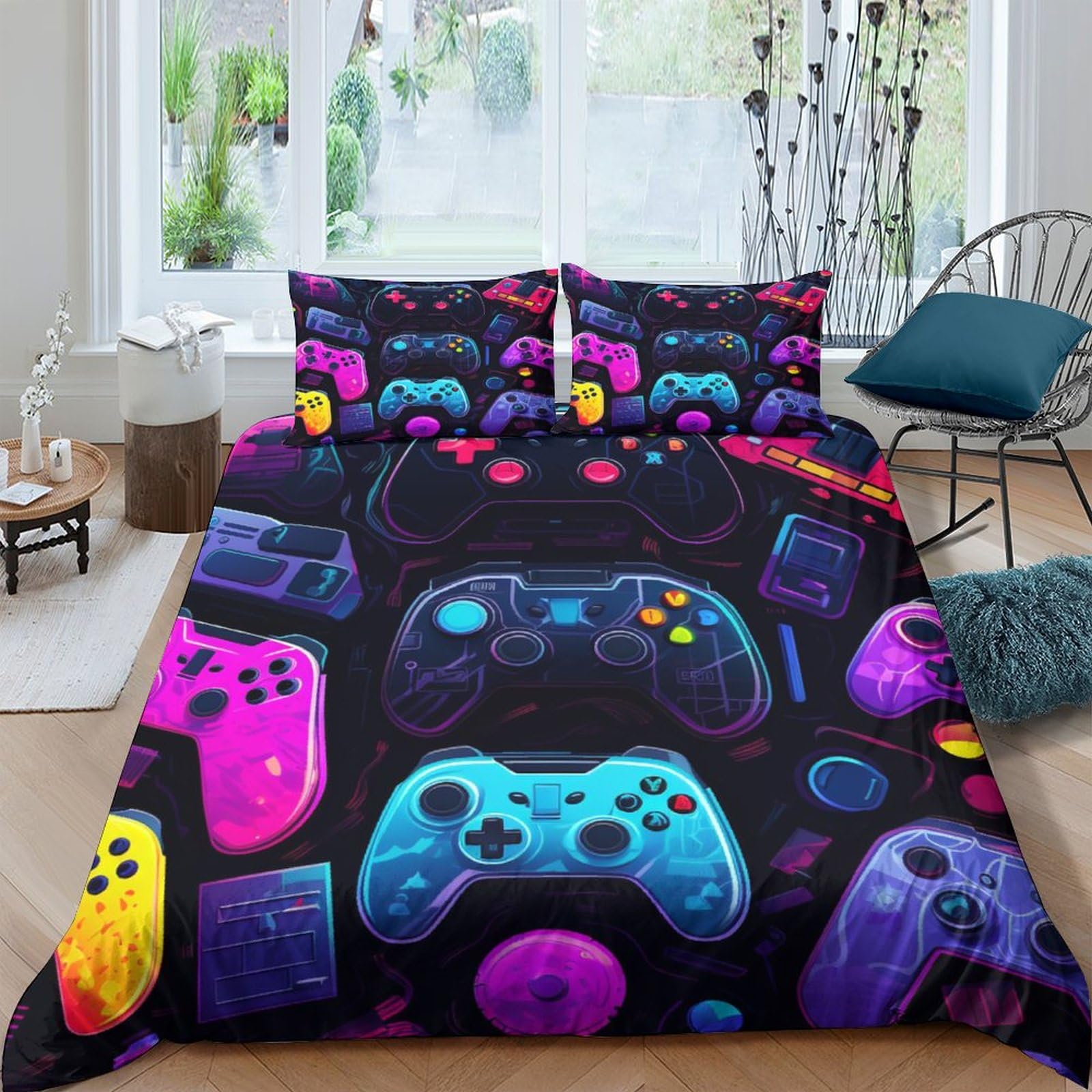Housse de couette manette de jeu avec fermeture éclair parure lit 3D