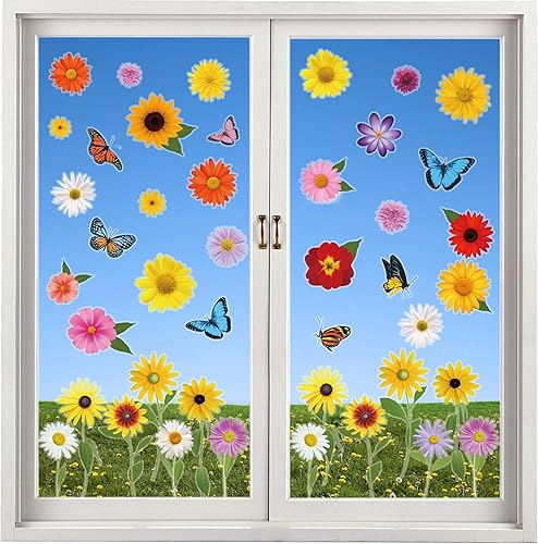 90 calcomanías de primavera para ventana, diseño de margaritas anticolisión, calcomanías de ventana de doble cara, decoración floral de primavera disponible en Yaxa Costa Rica