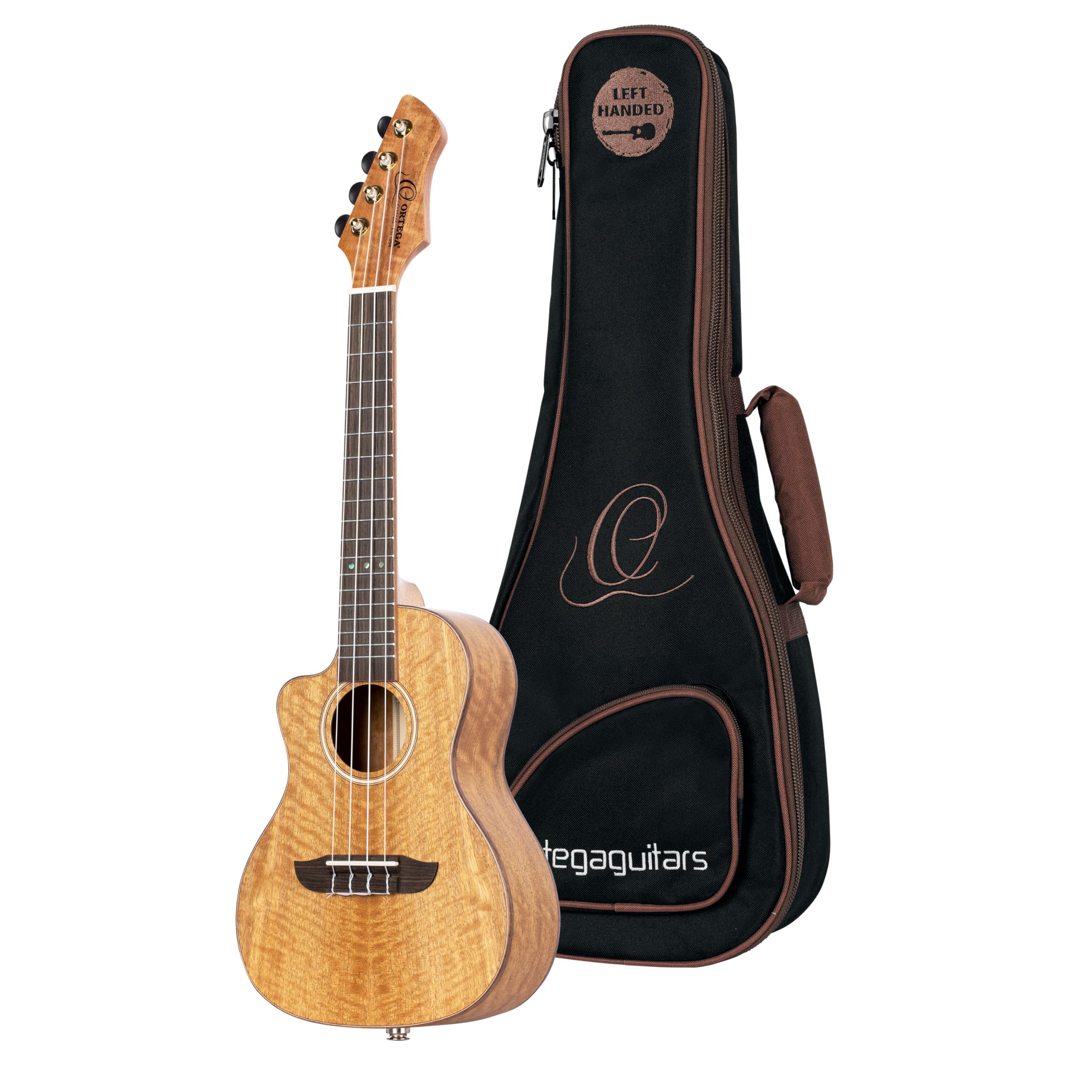 Ortega Guitars Concert Ukulele Lefthanded – Electro-Acoustic – Horizon Series – Including Gigbag – Mango, Natural (RUMG-CE-L)