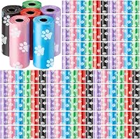Thenshop 3000 Dog Poop Bags (200 Rolls, 15 Each) - Durable PE Waste Bags with Paw Prints, Mixed Colors for Pet Walks & Travel
