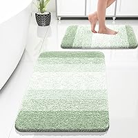 Vista 344 de OLANLY Juego de 2 alfombras de baño de 2 piezas, alfombras de baño de microfibra suave y absorbente y alfombra de inodoro con contorno