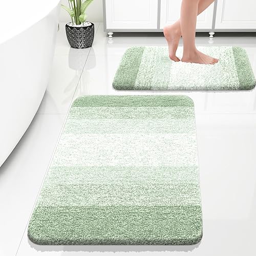 Miniatura 344 de OLANLY Juego de 2 alfombras de baño de 2 piezas, alfombras de baño de microfibra suave y absorbente y alfombra de inodoro con contorno