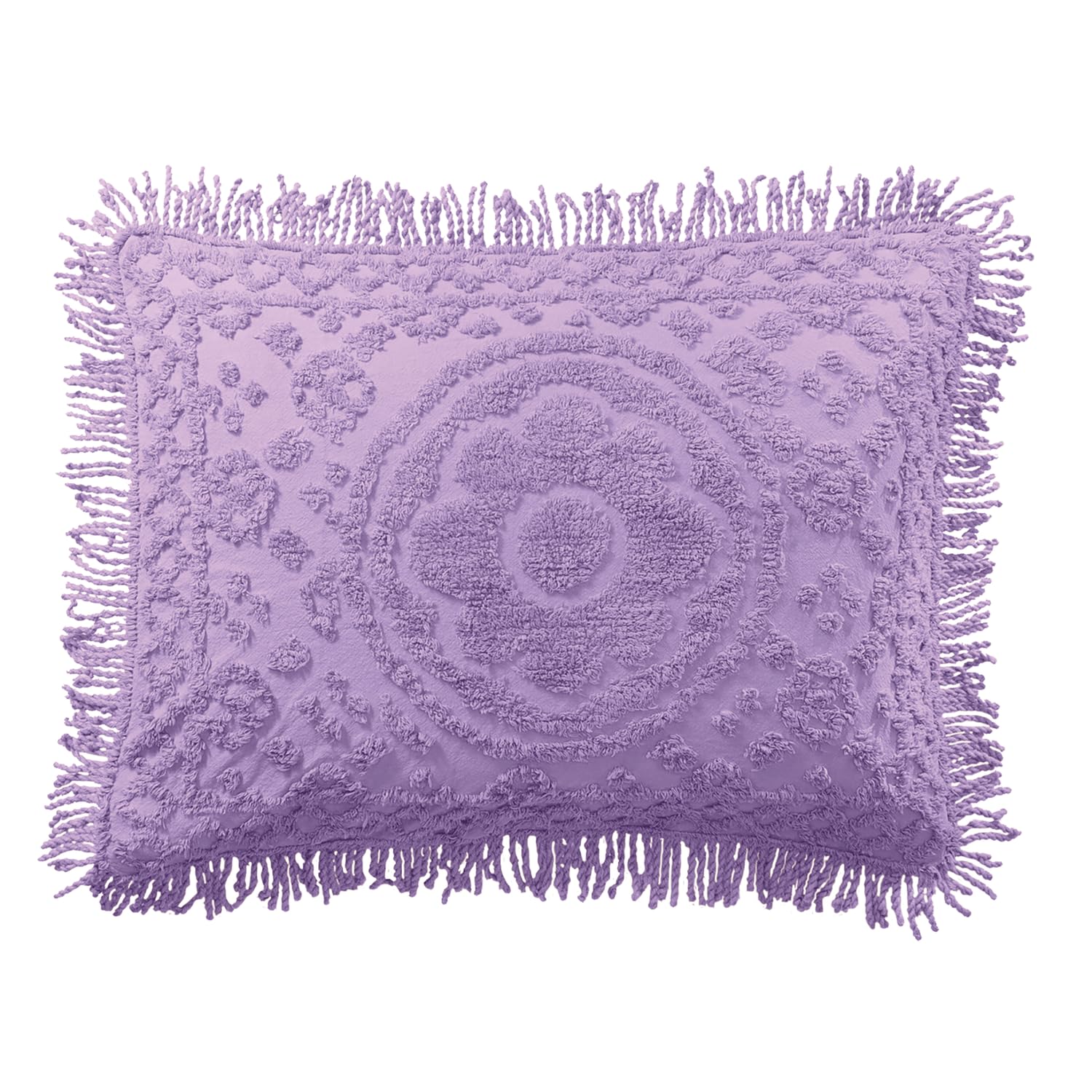 Montgomery Ward Bed Pillow Shams - 100% Cotton, Soft & Cozy Floral Design with Fringe, Tufted Decorative Pillow Cover, Pack of 1 Standard Size,