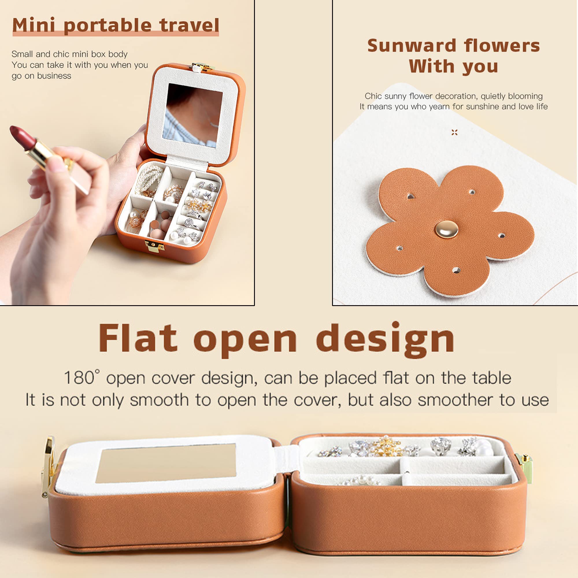 Tarklanda Boîte à Bijoux Initiale - Boîte à Bijoux De Voyage - Petite Boîte à Bijoux Avec Miroir - Cadeau Personnalisé Pour Femme, Amis, Anniversaire, Mariage (C