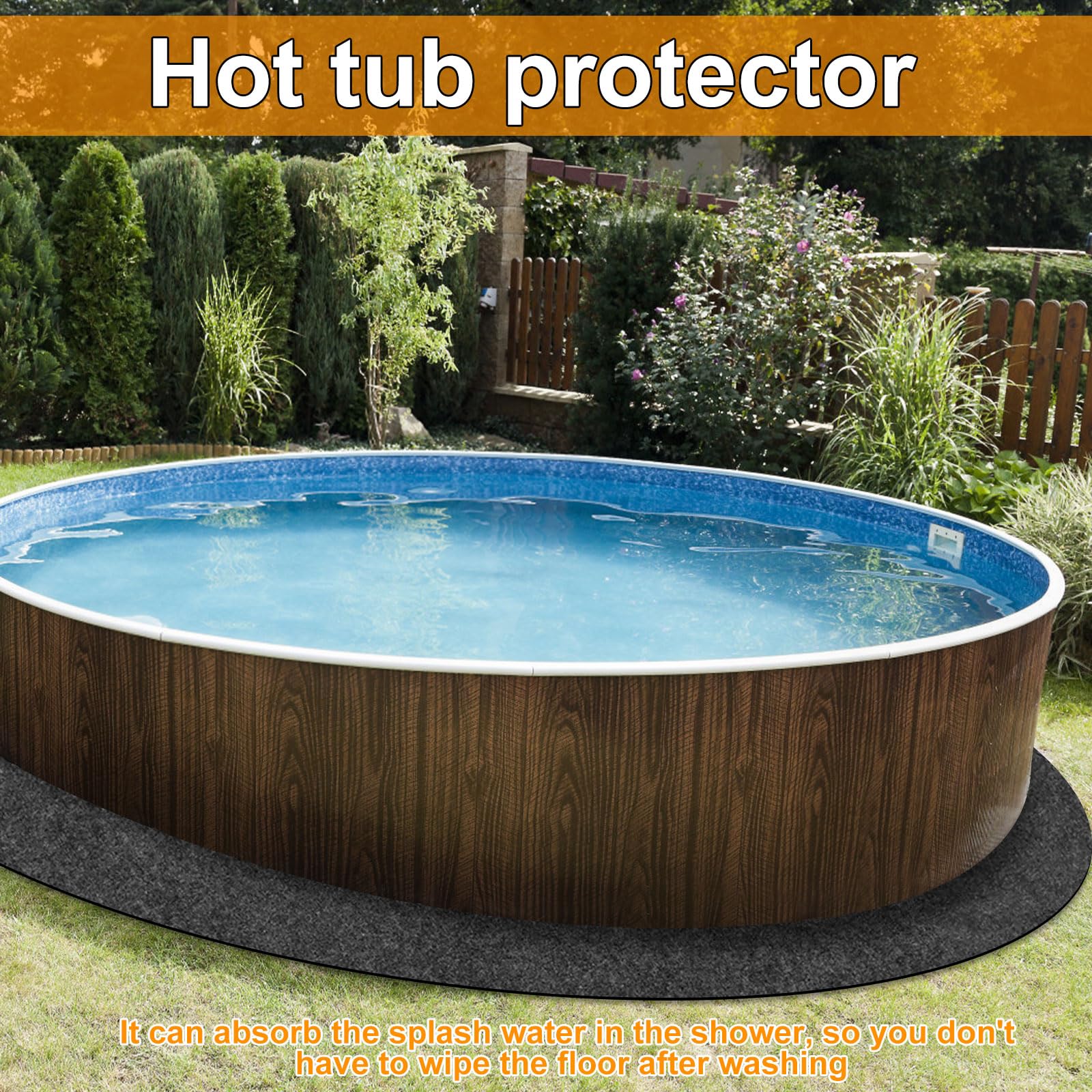 Tapis de Protection de Sol pour Piscine Rond 198cm | Avec dos en PVC - Antidérapant et découpable - Pour sauna de jardin, protection du sol contre les pierres