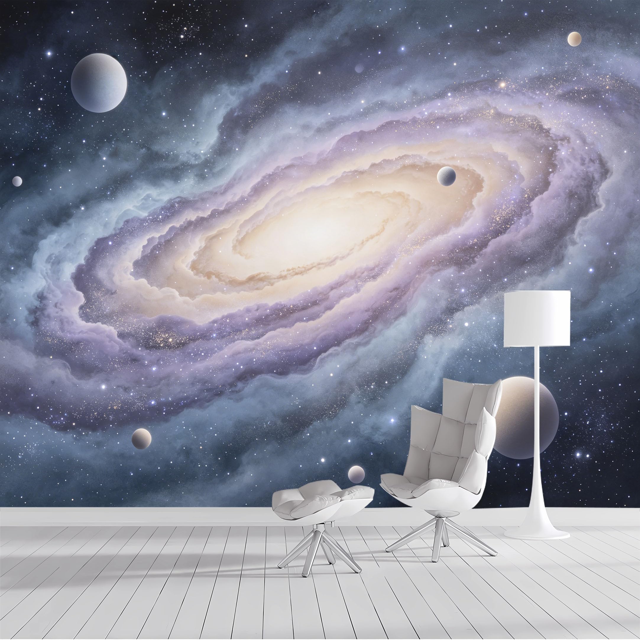 Custom Size Wall Mural Galaxy Space Planets Nebula Swirls Cosmic Watercolor SelfAdhesive Wall Fabric Removable Peel and Stick Wallpaper Wall Decor for Living Room Bedroom Bathroom