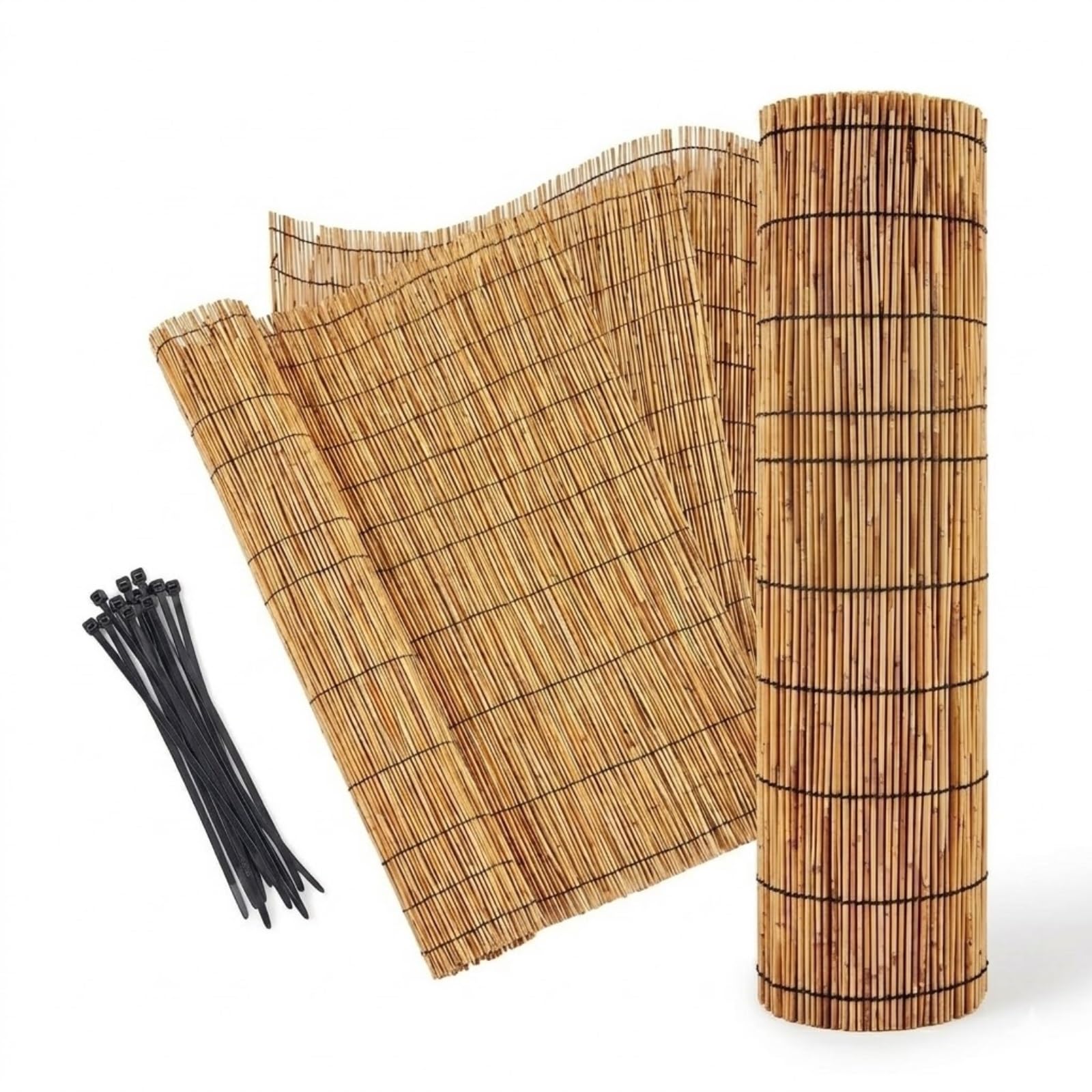 Canisse en Roseau Naturel Brise-Vue Roseau pour Jardin Balcon Terrasse, Clôture en Roseau Protection Intimité Vent et Soleil, Écran Décoratif Extérieur Facile à Fixer(Brun,61x1524cm(2x50ft))