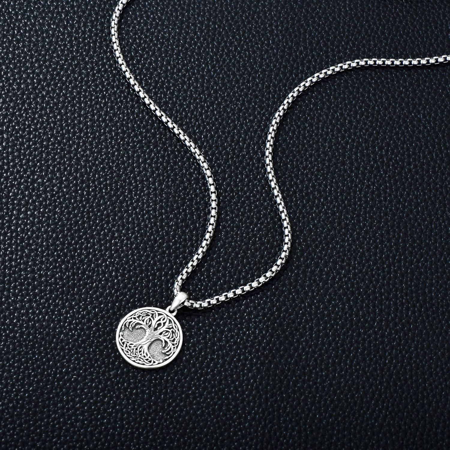 Tree of Life Necklace 925 Sterling Silver Round Tree of Life Pendant Jewelry for Men Women, w/Stainless Steel Chain 22''+2'' - Image 3