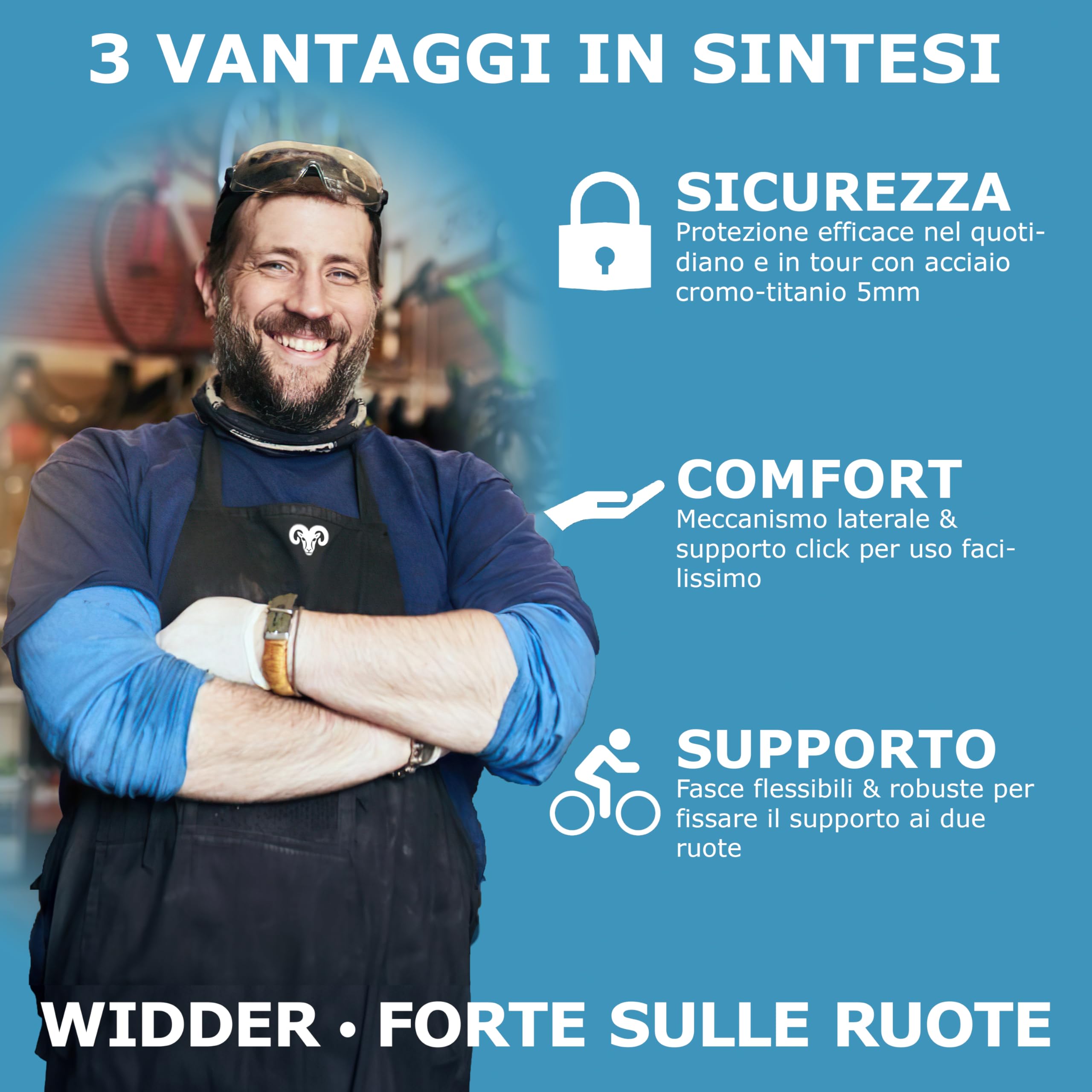 WIDDER Antifurto pieghevole bici estremamente sicuro, acciaio titanio, 99cm | Antifurto alta sicurezza, Acciaio titanio livello 15 | chiave [3x] & supporto | Lucchetto a maglie per E‑bike, scooter & bici
