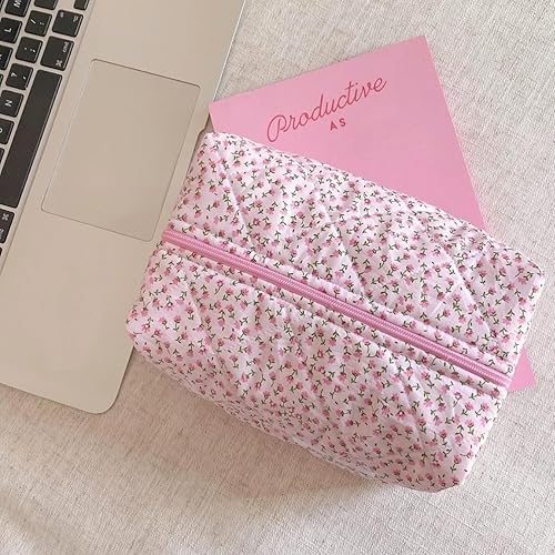 Miniatura 5 de Bolsa de cosméticos Bolsa de maquillaje floral grande Bolsa acolchada Coquette Neceser de viaje, Rosa Floral