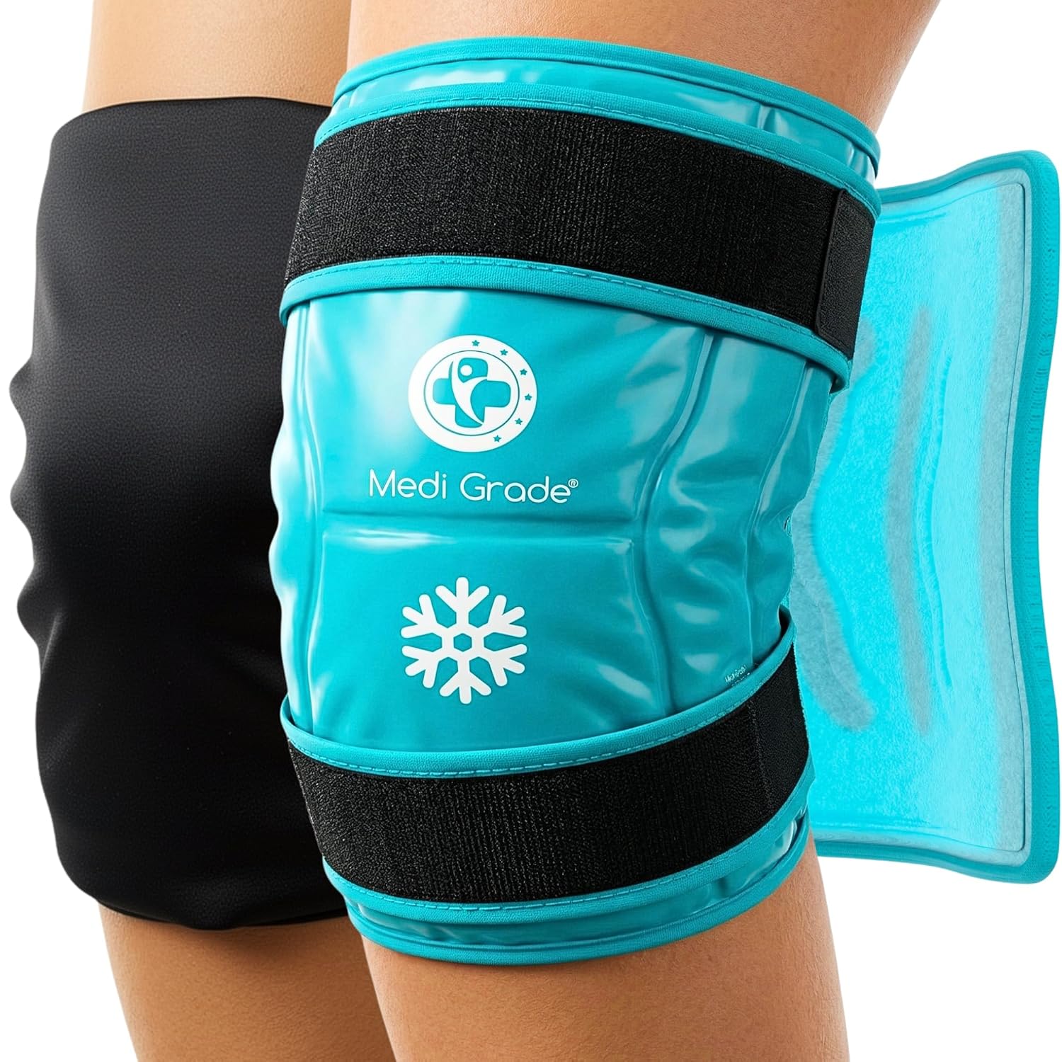 Medi Grade Knee Ice Pack Wrap - Reusable Ice Pack for Knee Injuries and Surgery Recovery - Dual-Fabric Knee Ice Pack with Cold-Retention Wrap - Flexible Ice Pack for Knee...