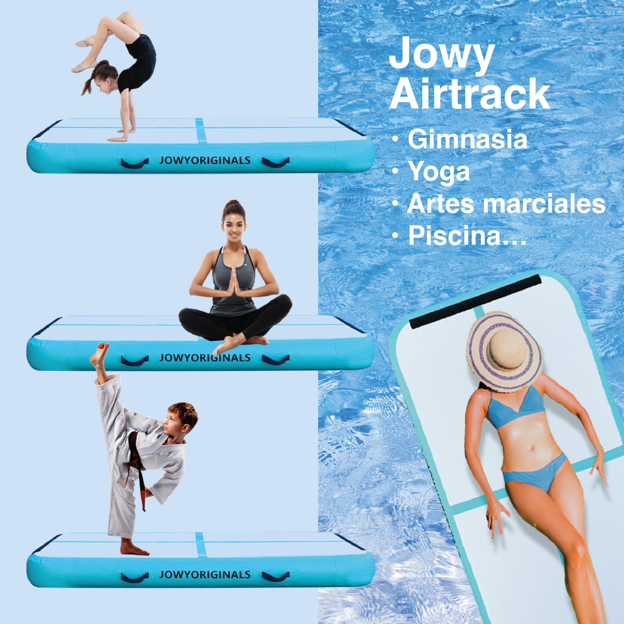 Colchoneta Airtrack Inflable con Bomba para Gimnasia, Yoga y Entrenamiento, Impermeable, Portátil