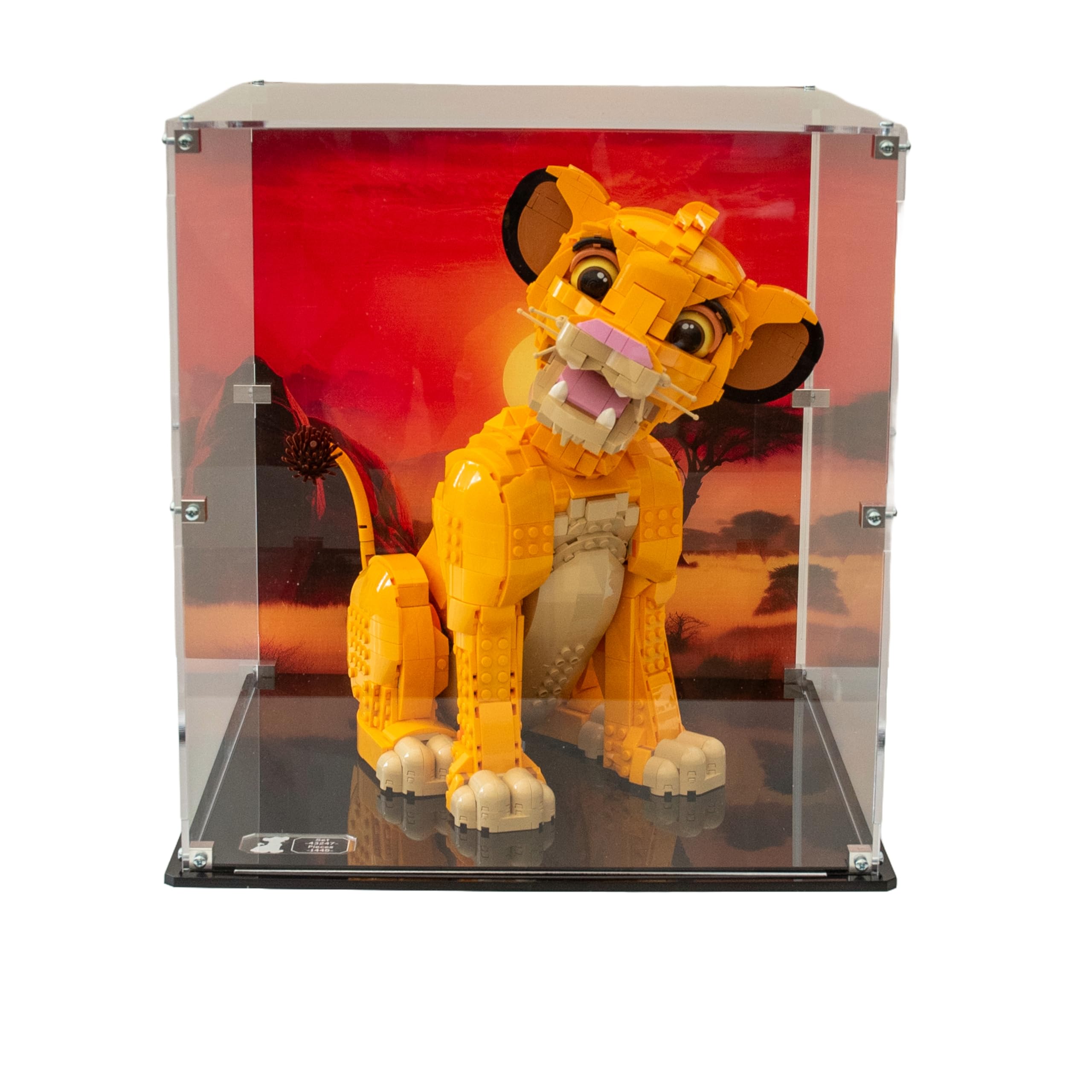 Acrylic Display Case compatible with LEGO® Young Simba the Lion King Model (43247) (Printed Back Panel)