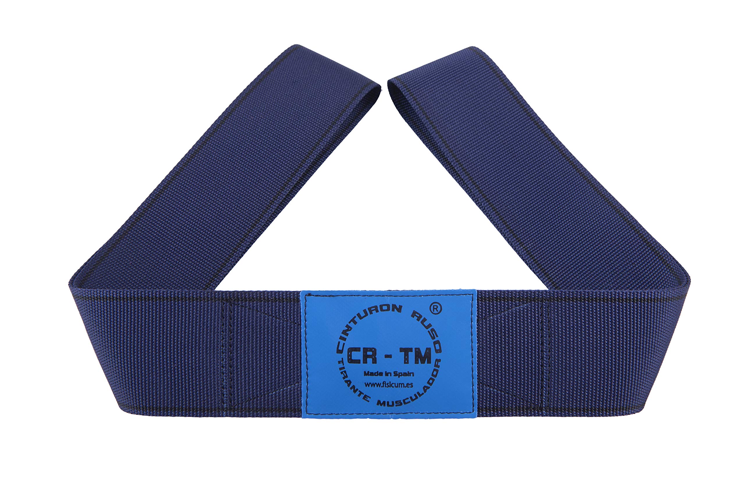 Cinturon Ruso CR-TM Tirante Musculador Niebieski pas do treningu ciężarów 8 cm x 120 cm poliester