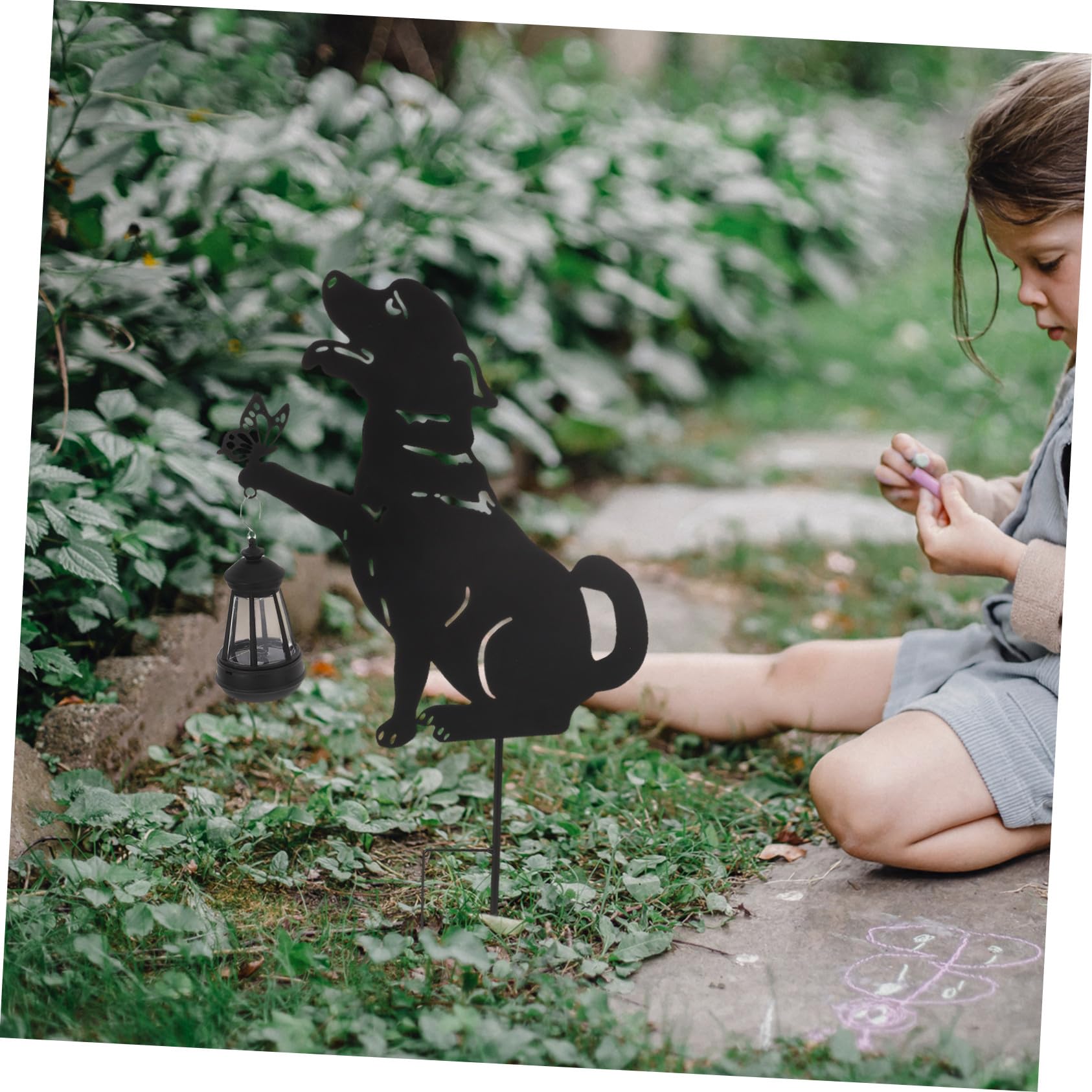 BESPORTBLE Luce Solare da Esterno Cane in Alluminio Nera con LED