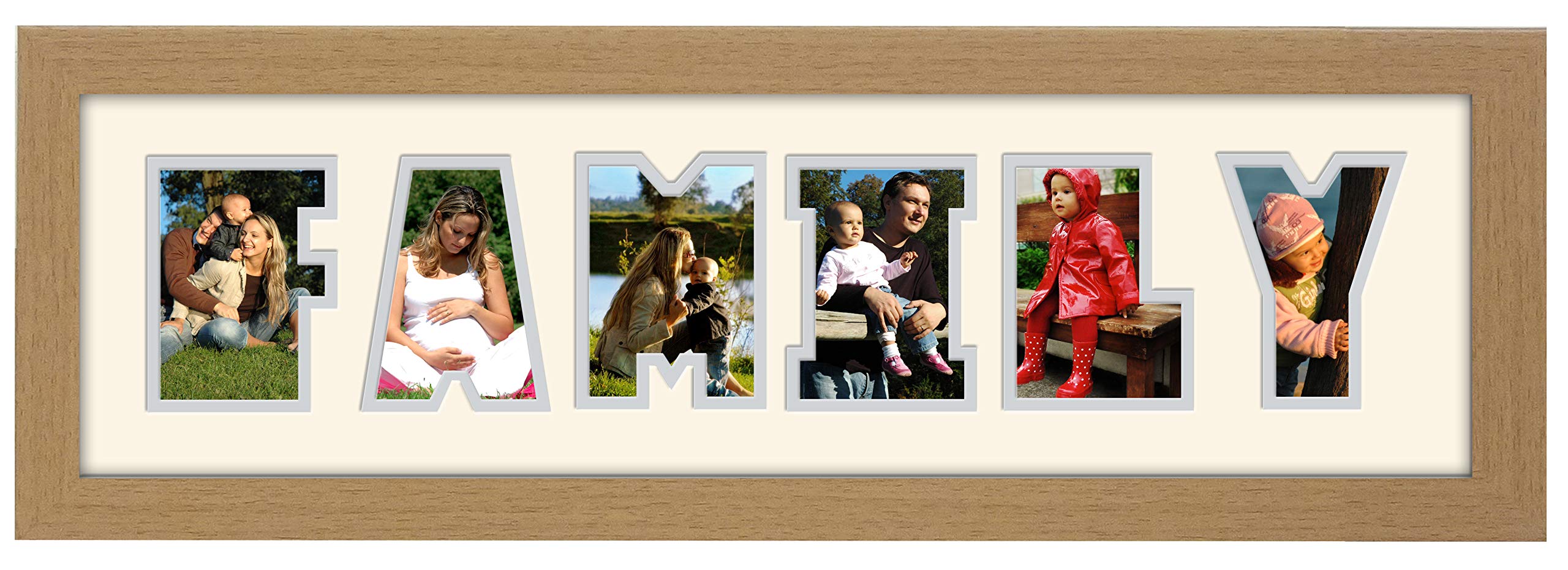 Photos In A Word Beige Family Photo Frame Word Frame Light Oak Wood Finish Birthday Picture Gift Present