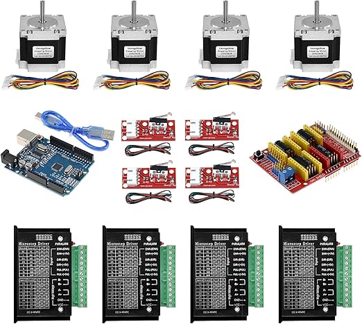 Twotrees CNC Controller Kit with Nema 23 Stepper Motor 8.0,TB6600 Stepper Motor Driver,GRBL CNC Shield Board,Switch Endstop