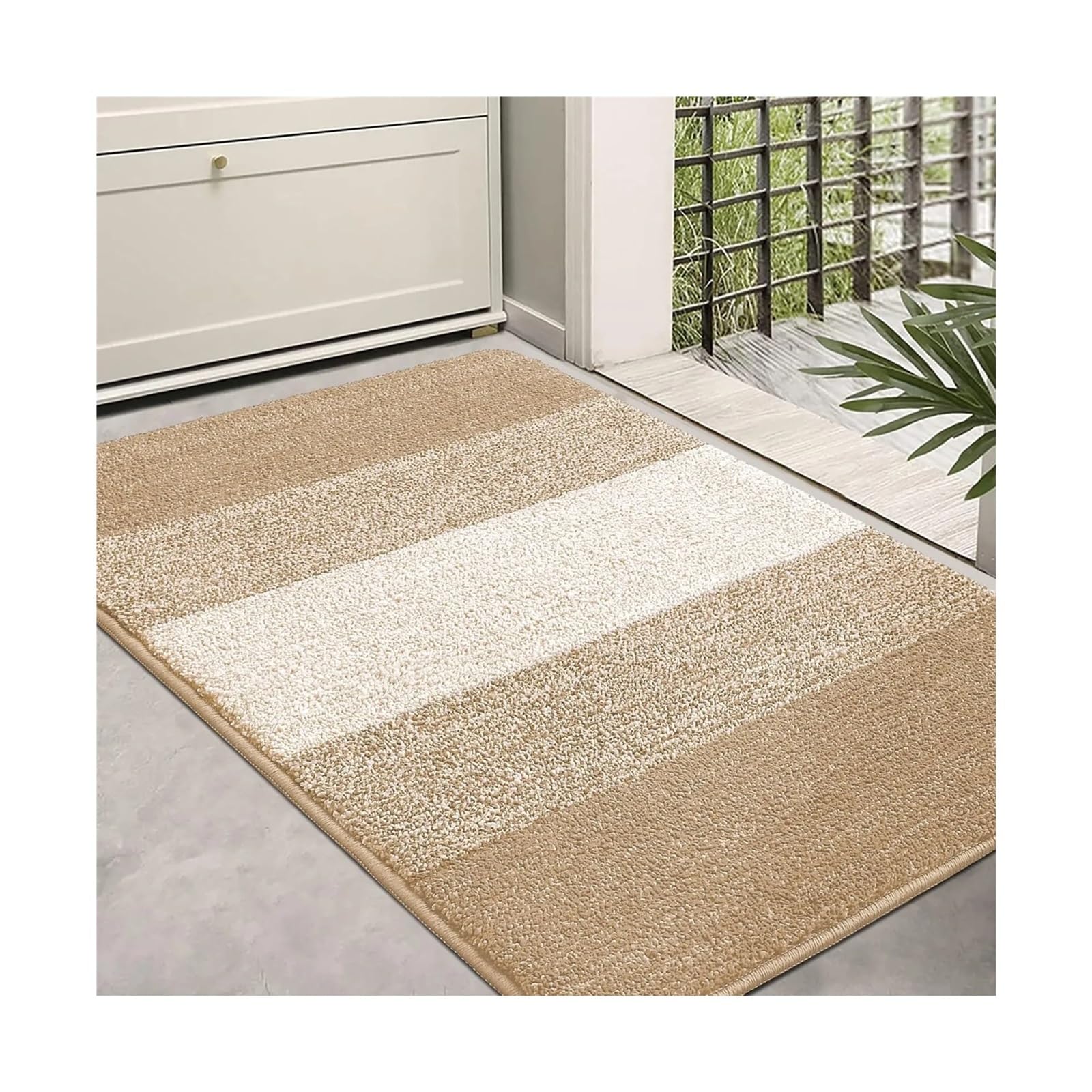 Tapis de sol super absorbant pour salle de bain et entrée beige antidérapant 50x80