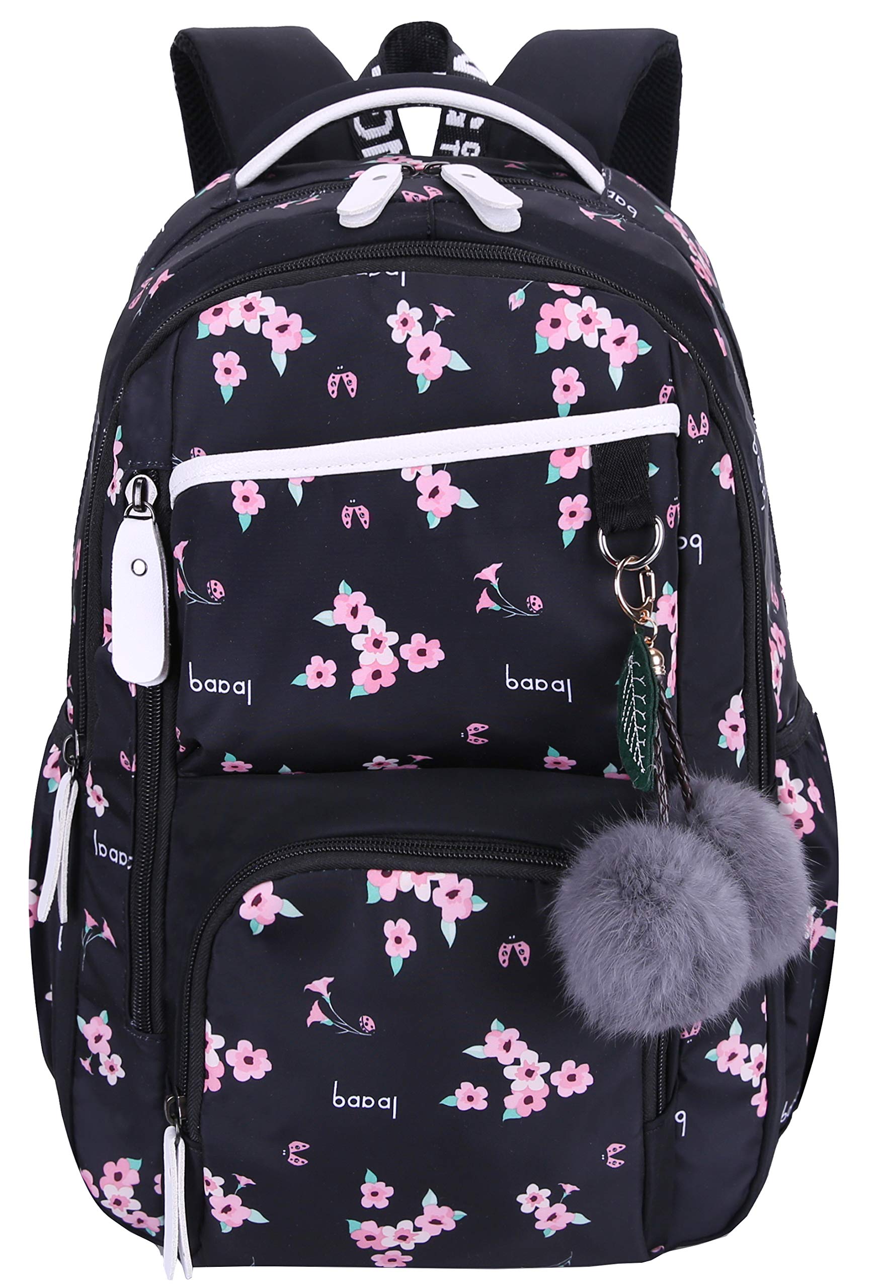 Sac à Dos femme College Scolaire Sac Toile Ado Fille Cartable Sac d'école (Noir)