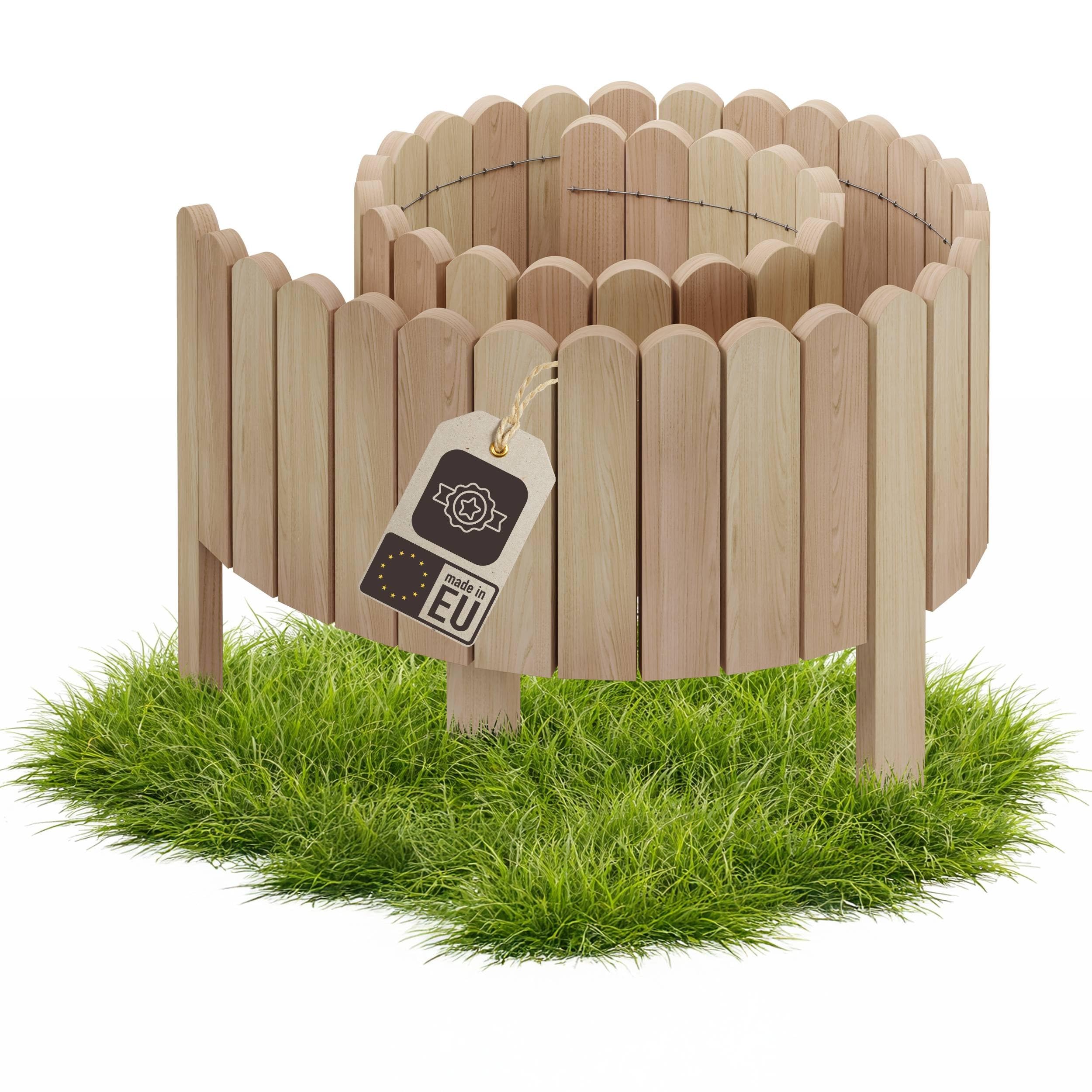be4nature Flexible Wooden Garden Border 40 x 200 cm Beige untreated roll border lawn edging decorative garden fence palisade bed edging — image 1