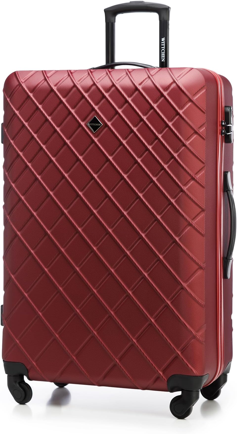 WITTCHEN Classic line Large Suitcase Travel Luggage Travel Case Hard Shell Made of ABS with 4 Spiner Wheels Combination Lock Telescopic Handle Size L Burgundy