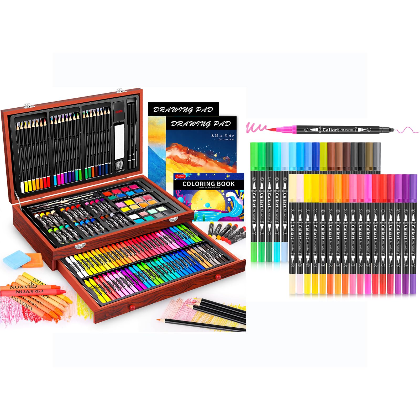 Amazon.com: Caliart 153-Pack Deluxe Wooden Art Supplies, 34 Double