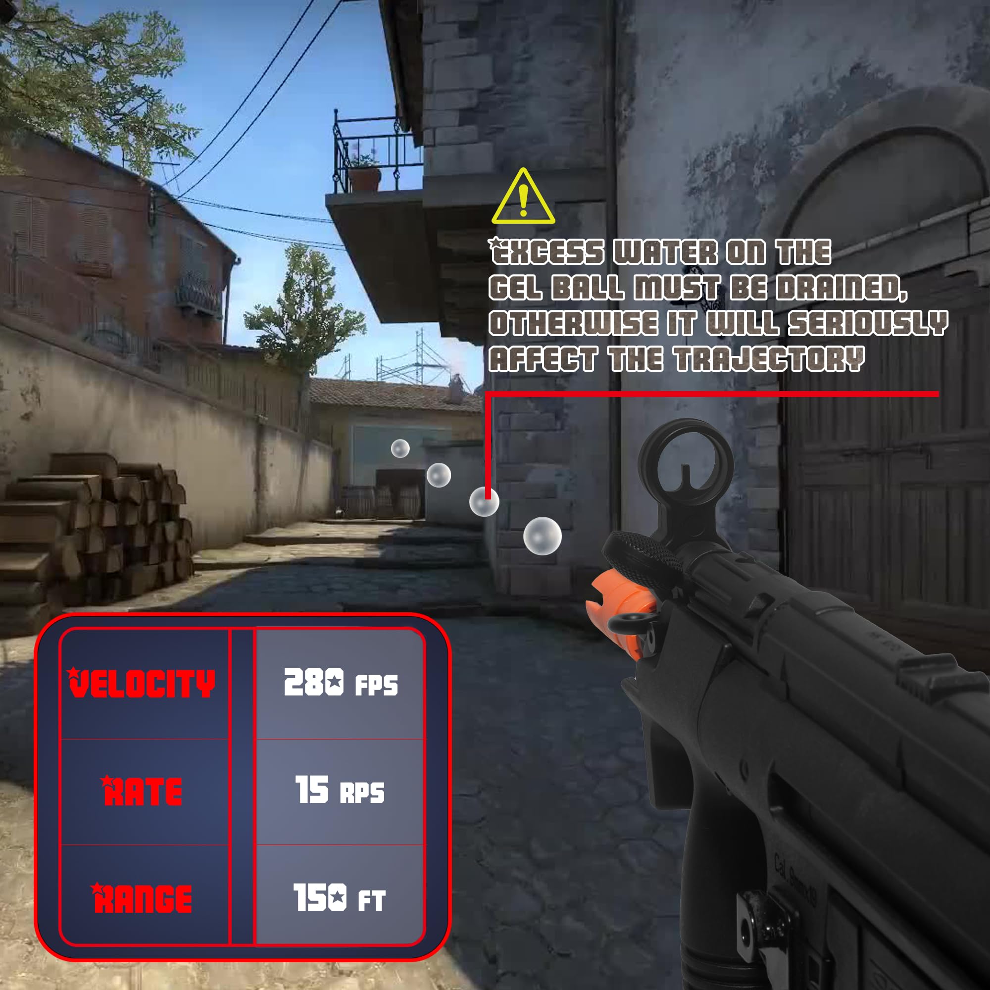 EMERBU Gel Splat Blaster MP5K with Metal Gearset and 11.1V Rechargeable Battery - Improved by EMERBU - for Ages 15+ (Black)