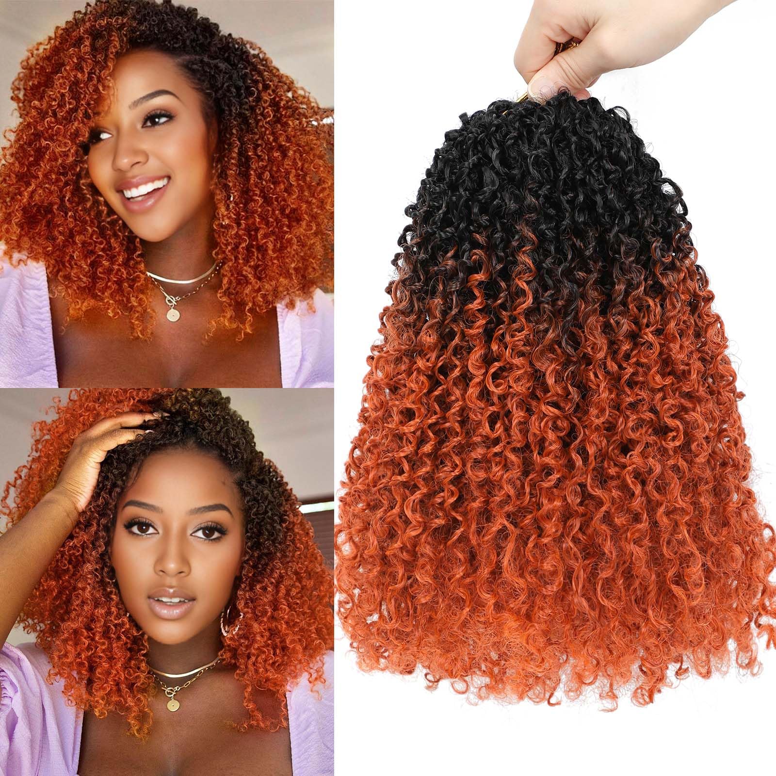 Aksice 10 Inch 8 Packs Yanky Twist Crochet Hair for Women Pre-looped Mini Twist Hair Bohemian Passion Twist Crochet Hair Boho Crochet Braids Synthetic