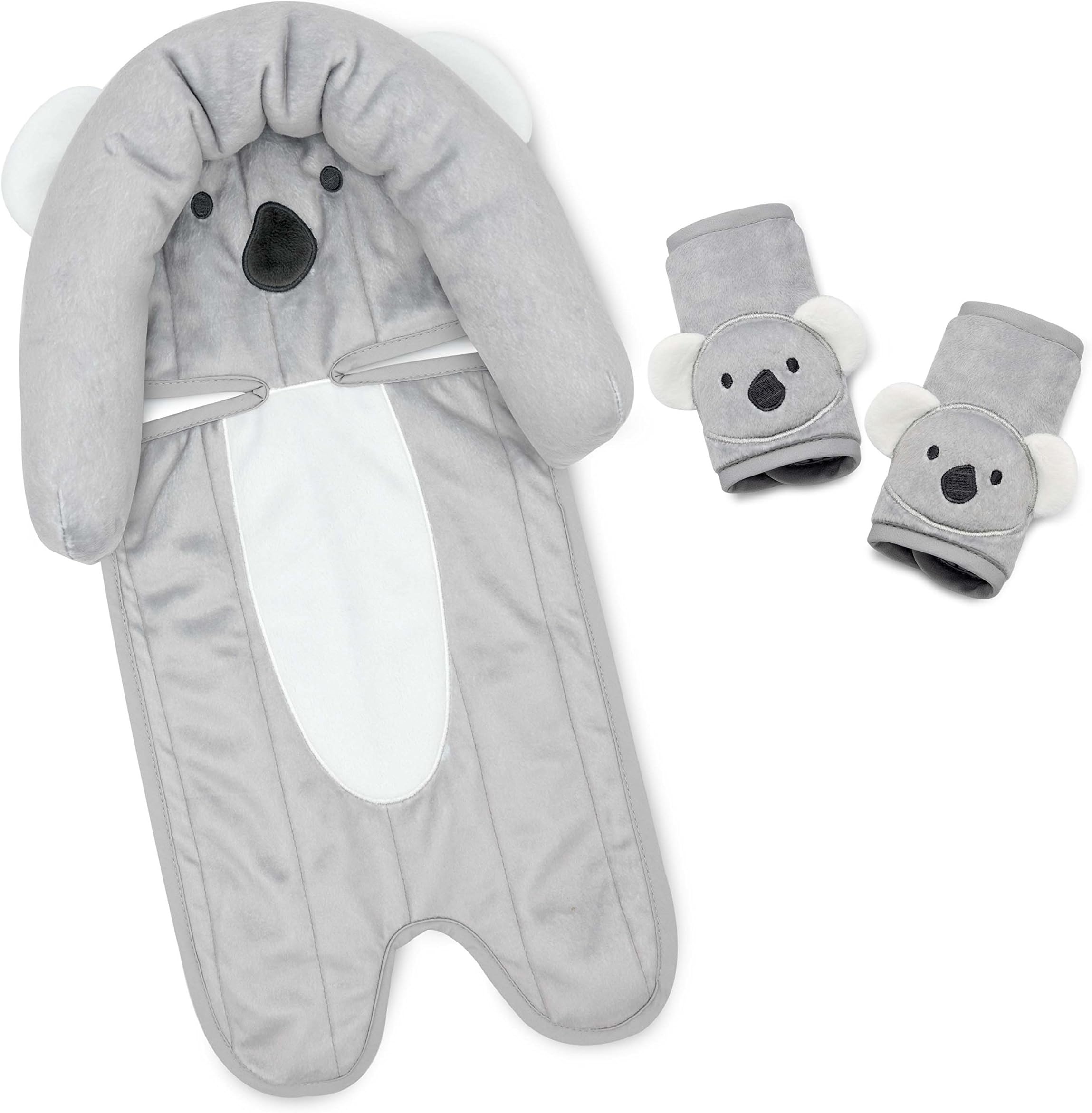 Travel Bug Baby & Toddler 3-Piece Head Support & Strap Covers Set for Car Seats, Strollers & Bouncers … (Koala)