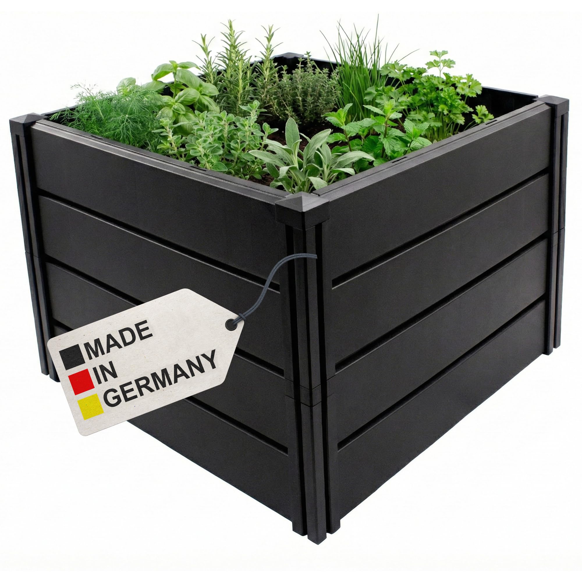 NYVI Hochbeet NYVIGreen M 82x82x61cm 336 Liter - Kunststoff Kräuterbeet für Garten, Terrasse, Balkon - Wetterfest, UV-resistent, Rostfrei, Langlebig - Einfache Steckmontage & Erweiterbarkeit