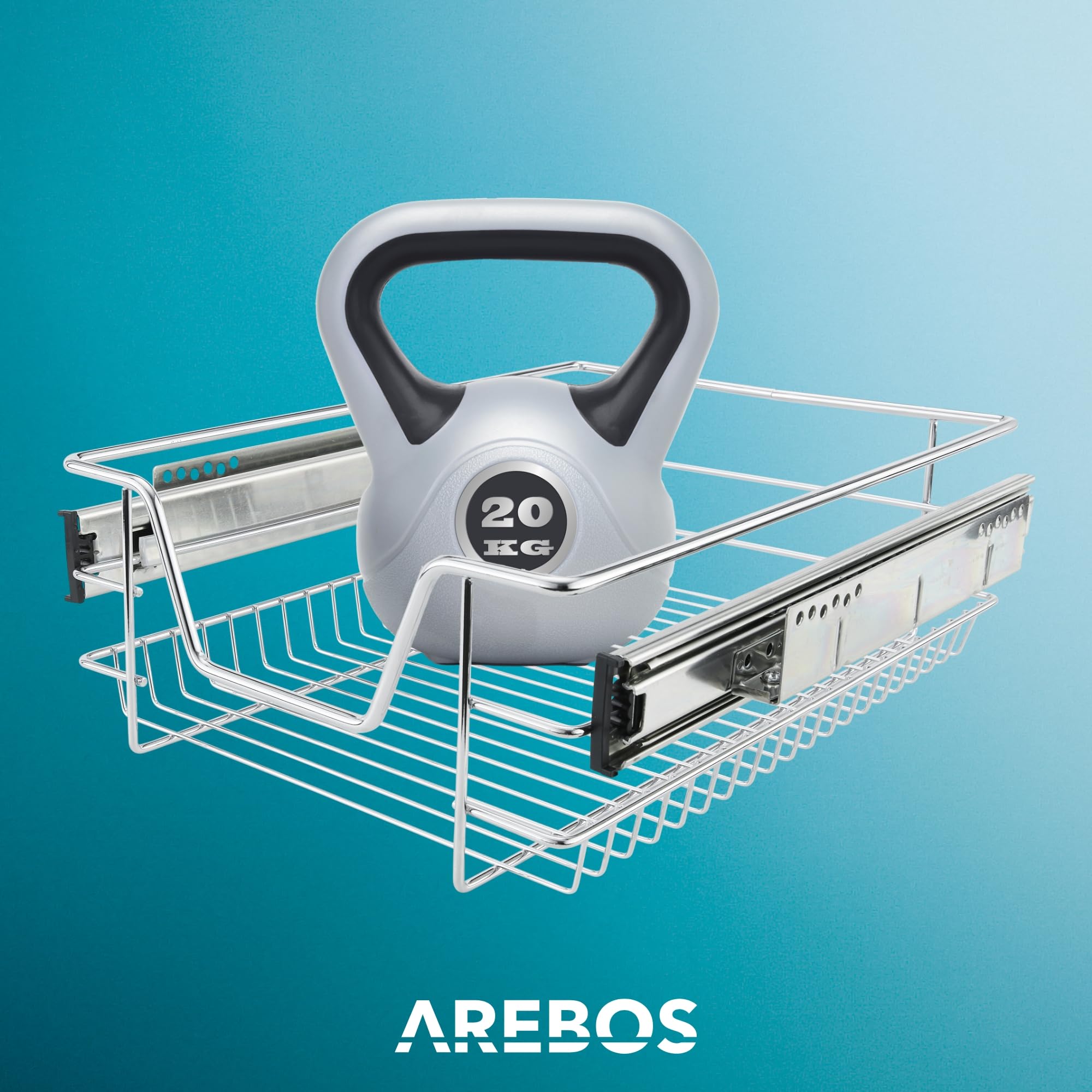 Arebos Cajón telescópico: para armarios de 30, 40, 50 o 60 cm de ancho/cromado/set a elegir: cajón de cocina, cesta extraíble, armario extraíble, separadores para cajones de armarios de cocina/40 cm