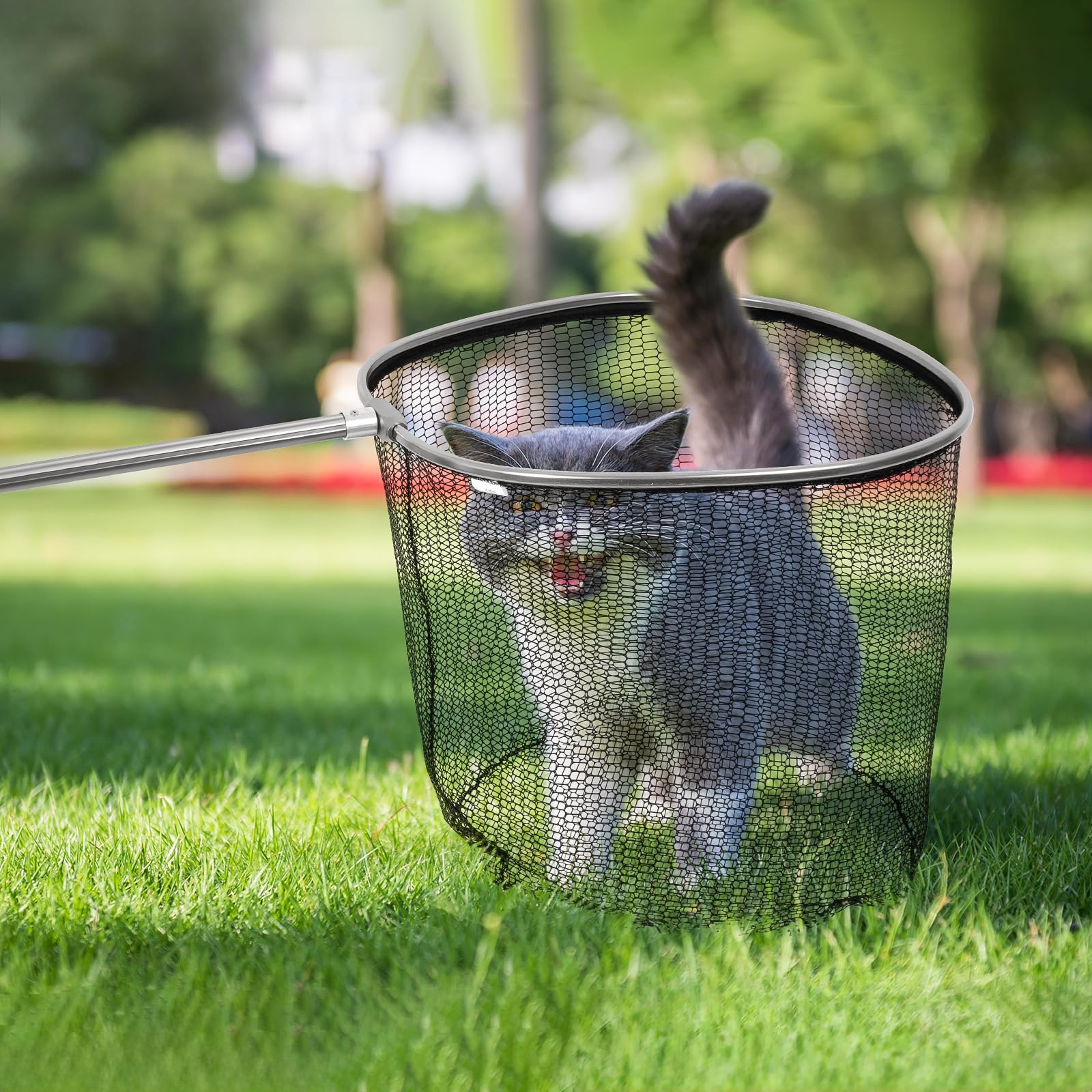 Fangnetz für große Tiere, mit 53,3 cm Netzöffnung, Hühnerbeinhaken mit Teleskopgriff, 94,4-240,9 cm, für Enten, Gänsefische, Katzen, Vögel, Taube, Waschbär und andere