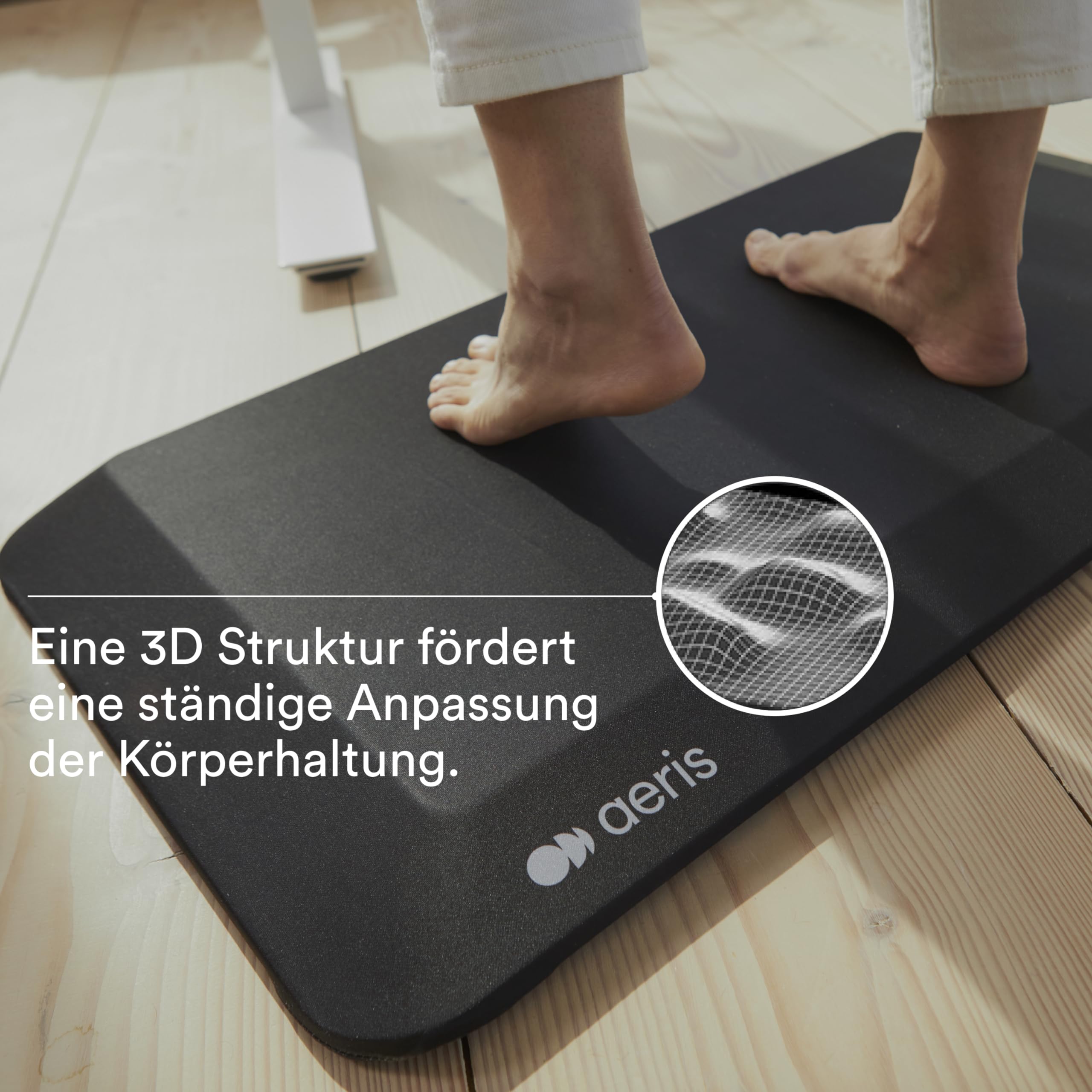aeris Muvmat Anti Ermüdungsmatte für Stehtische – Ergonomische 2-Zonen Schreibtisch Stehmatte für gesundes Stehen – strapazierfähige Arbeitsplatzmatte Bezug Jungle