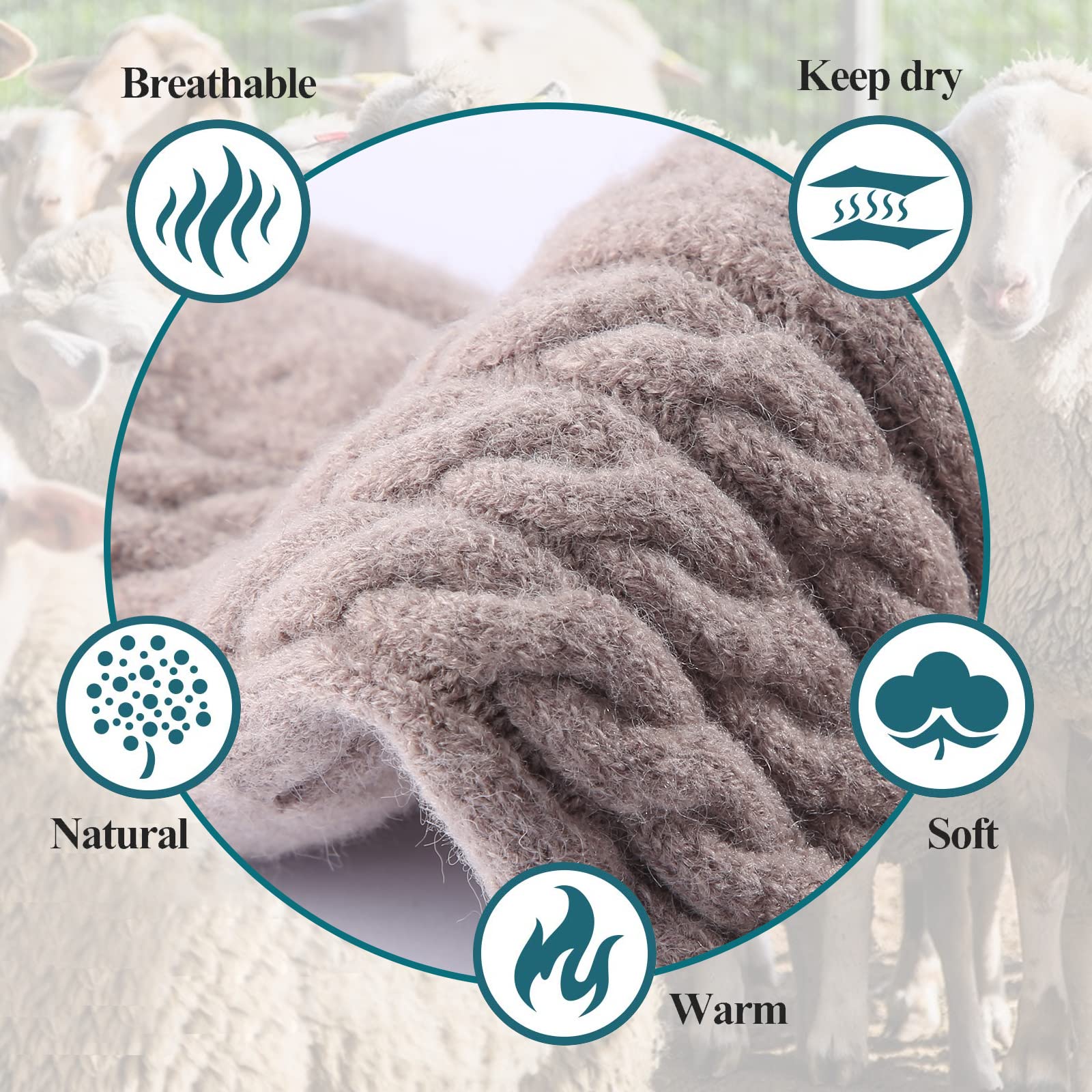 Wool Plus Size Thigh High Socks For Thick Thighs- Extra Long Womens Warm Cable Knit Over Knee Stockings Leg Warmers