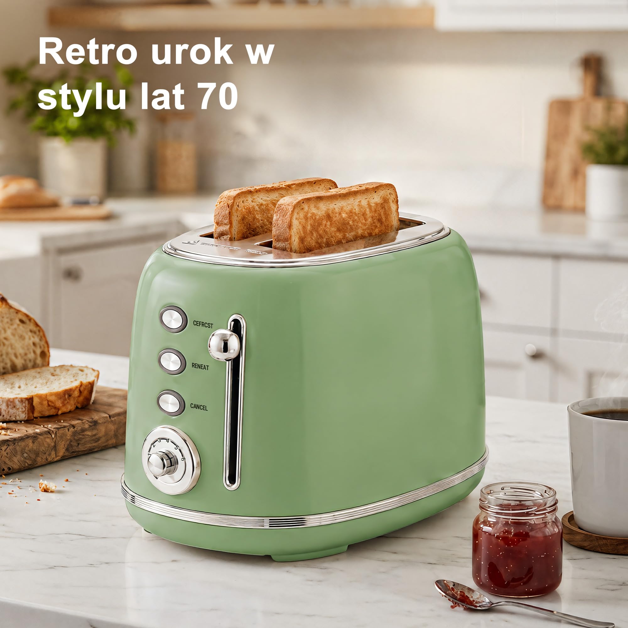 Wiltal Retro Toster 2 Kromki Stal Nierdzewna – Nakładka na Bułki, 6 Poziomów Opiekania, Funkcja Podgrzewania i Rozmrażania, Automatyczne Wyłączanie, Kolor Kremowy, Idealny do Kanapek i Tostów